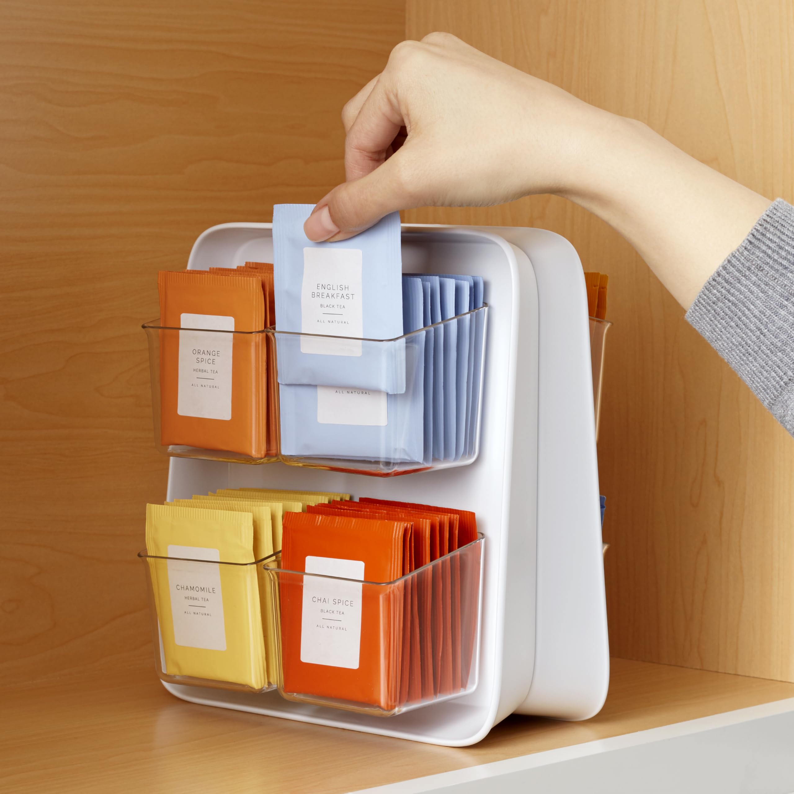Youcopia Teastand Tea Bag Organizer With Clear Removable Bins, Cabinet Or Pantry Storage Caddy, 80-Bag