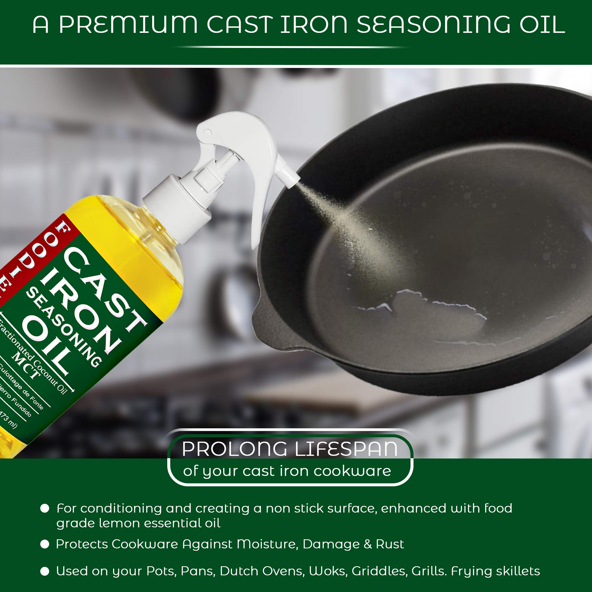 Cast Iron Oil Non-Stick Conditioner For Seasoning Skillets,Griddles, Bbq Grill, Flat Top Grills, Dutch Ovens With Oils Of Flax,