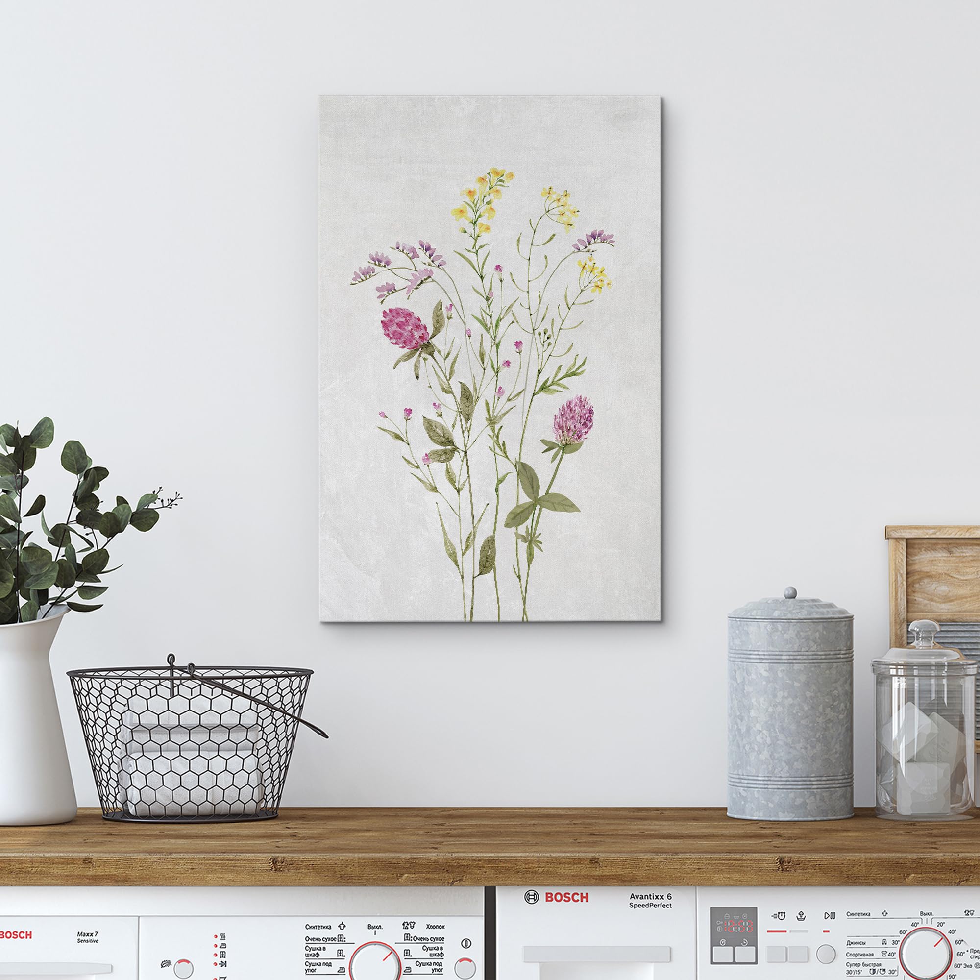 Wall26 Canvas Print Wall Art Fine Art Pastel Pink & Yellow Wildflower Nature Wilderness Illustrations Modern Art Botanical Flora