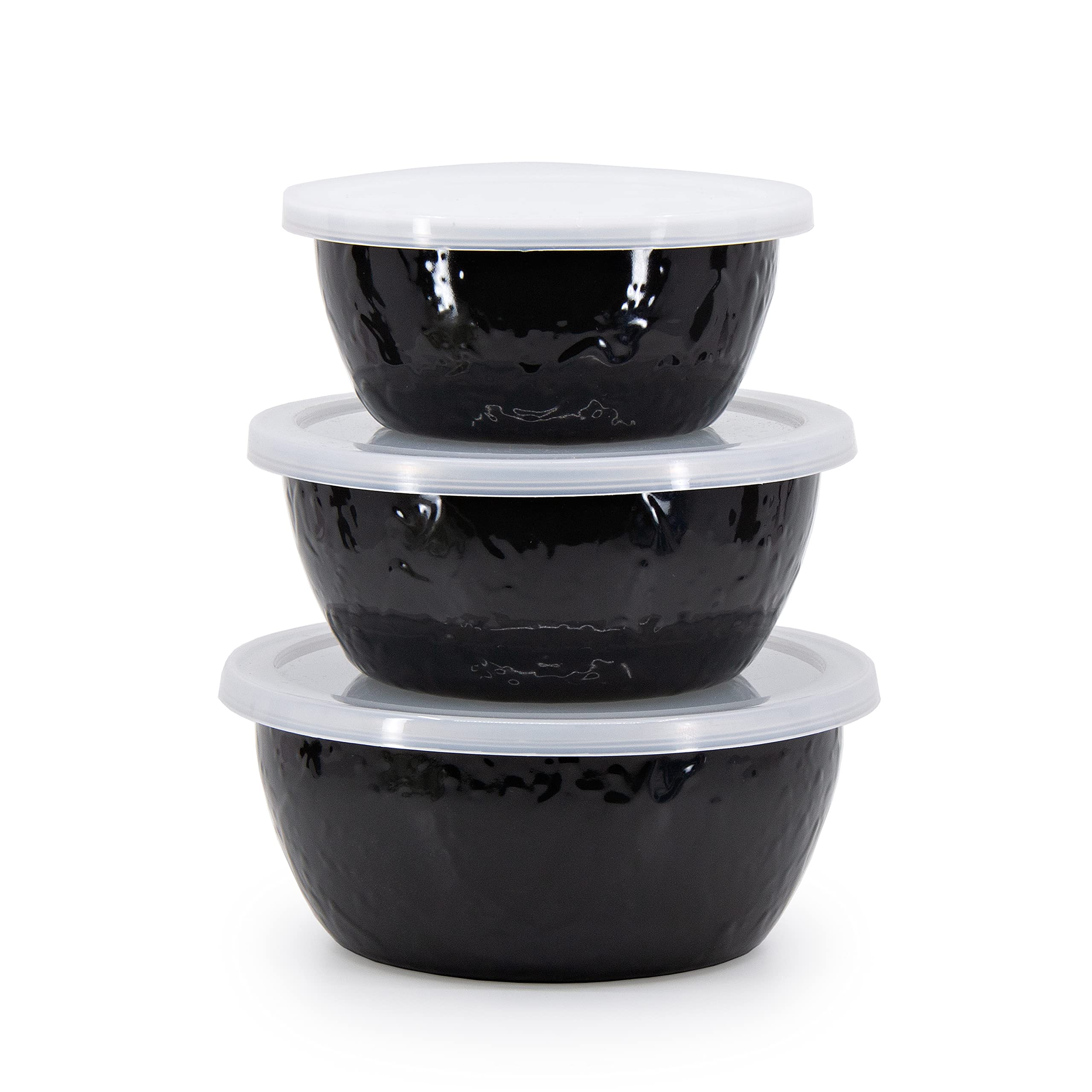 Golden Rabbit Enamelware - Set Of 3 - Nesting Bowls (Solid Black)