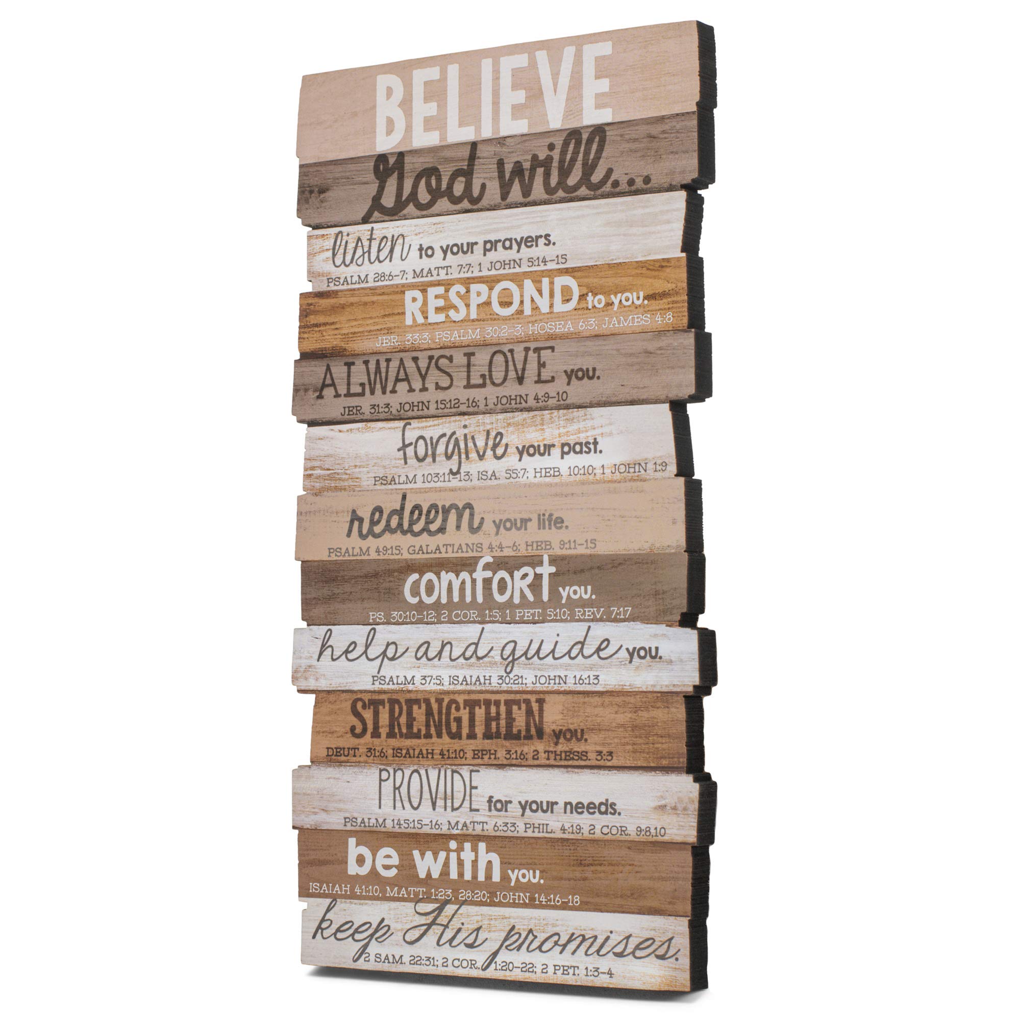 Lighthouse Christian Products Believe God Will Keep His Promises Rustic Stacked Pallet 8.5 X 16.5 Wood Plaque