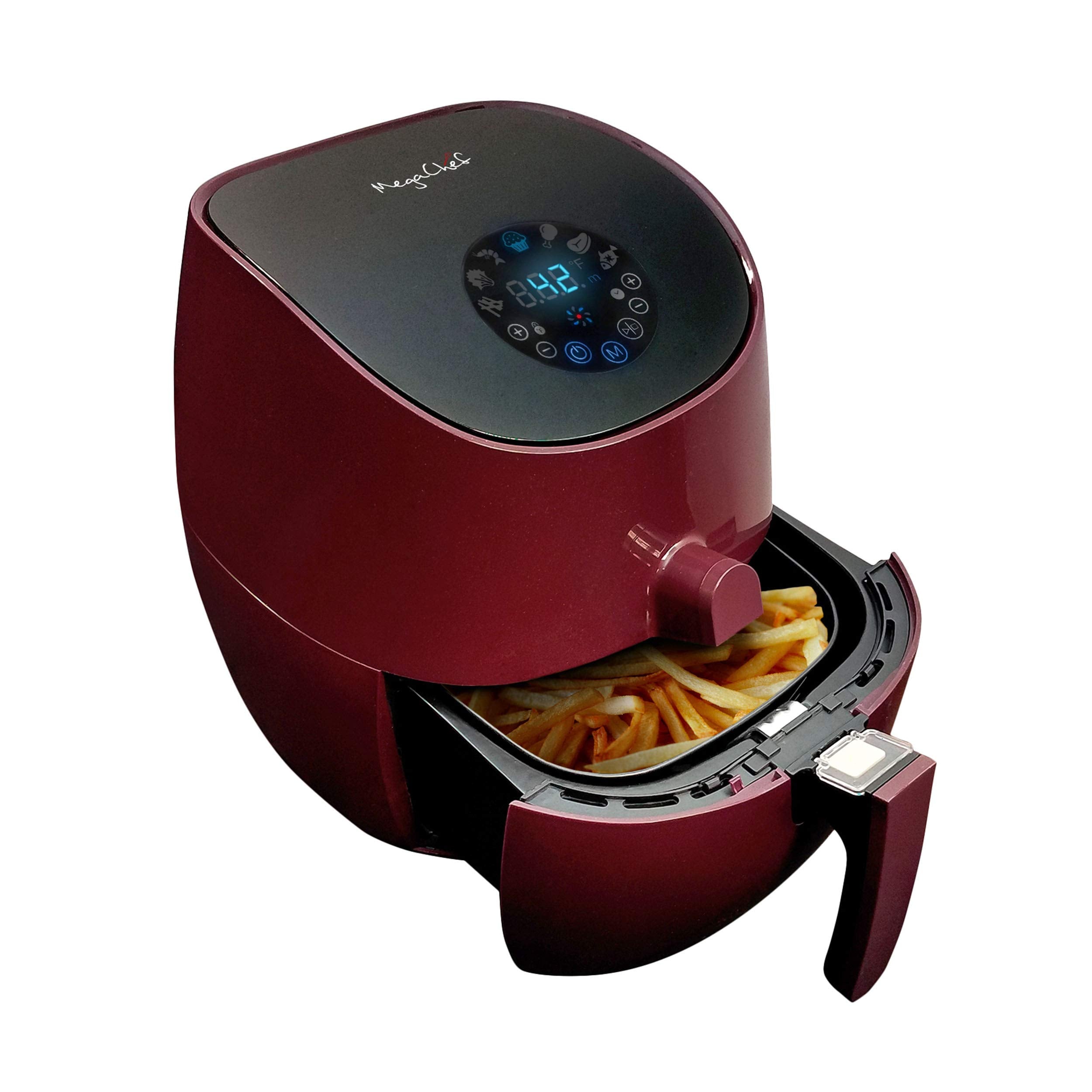 Megachef 3.5 Quart Airfryer And Multicooker With 7 Pre-Programmed Settings In Burgundy
