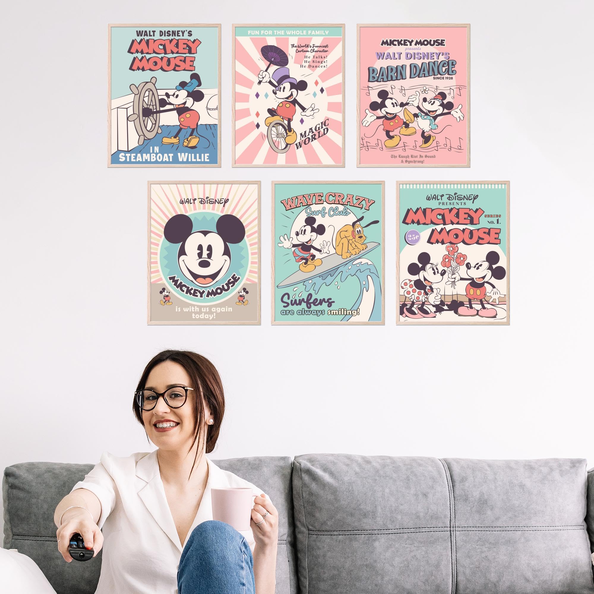 Bigwig Prints Mickey Mouse Wall Decor - Mickey Mouse Decor, Mickey Mouse Art, Disney Wall Art, Mickey Mouse Room Decor For Boys,