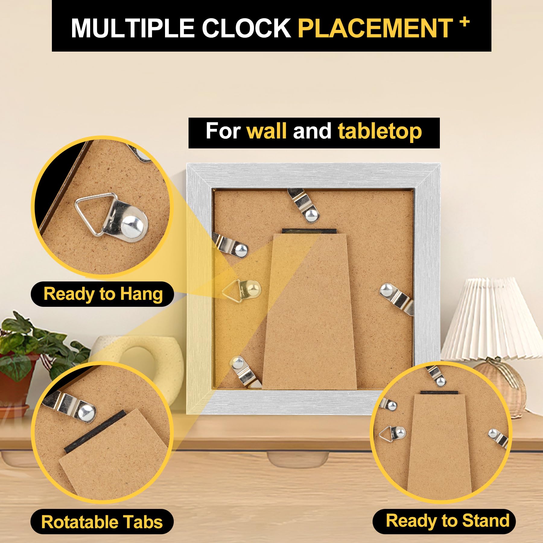 TOFOREVO 4x4 Picture Frames Set of 6 Silver Wood Grain Photo Frame for Gallery Wall Mounting or Tabletop Display