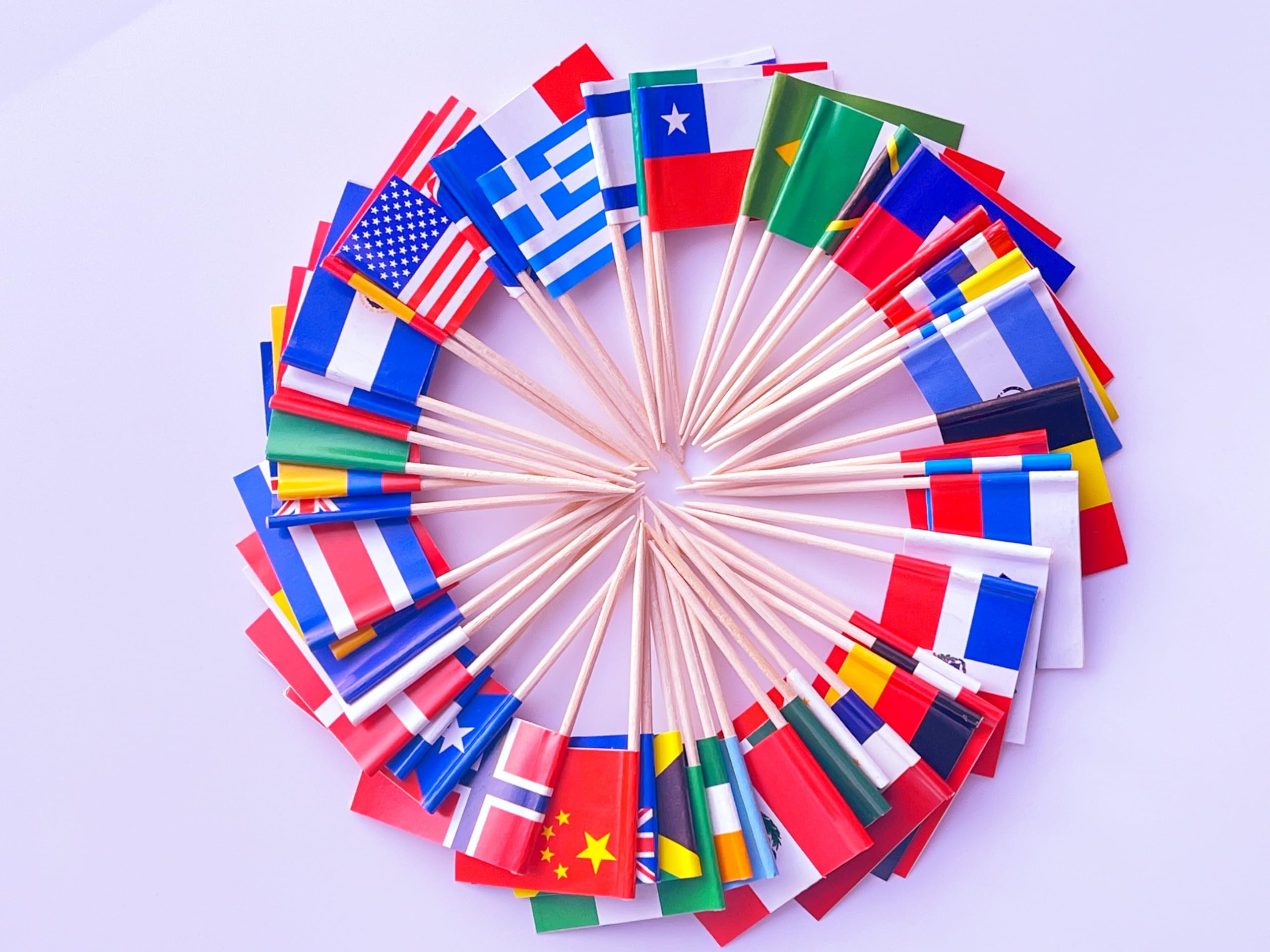 Stidsds 50 Countries Toothpick Flags Mini Small Country National Cupcake Toppers Stick Flag World International Festival Party D