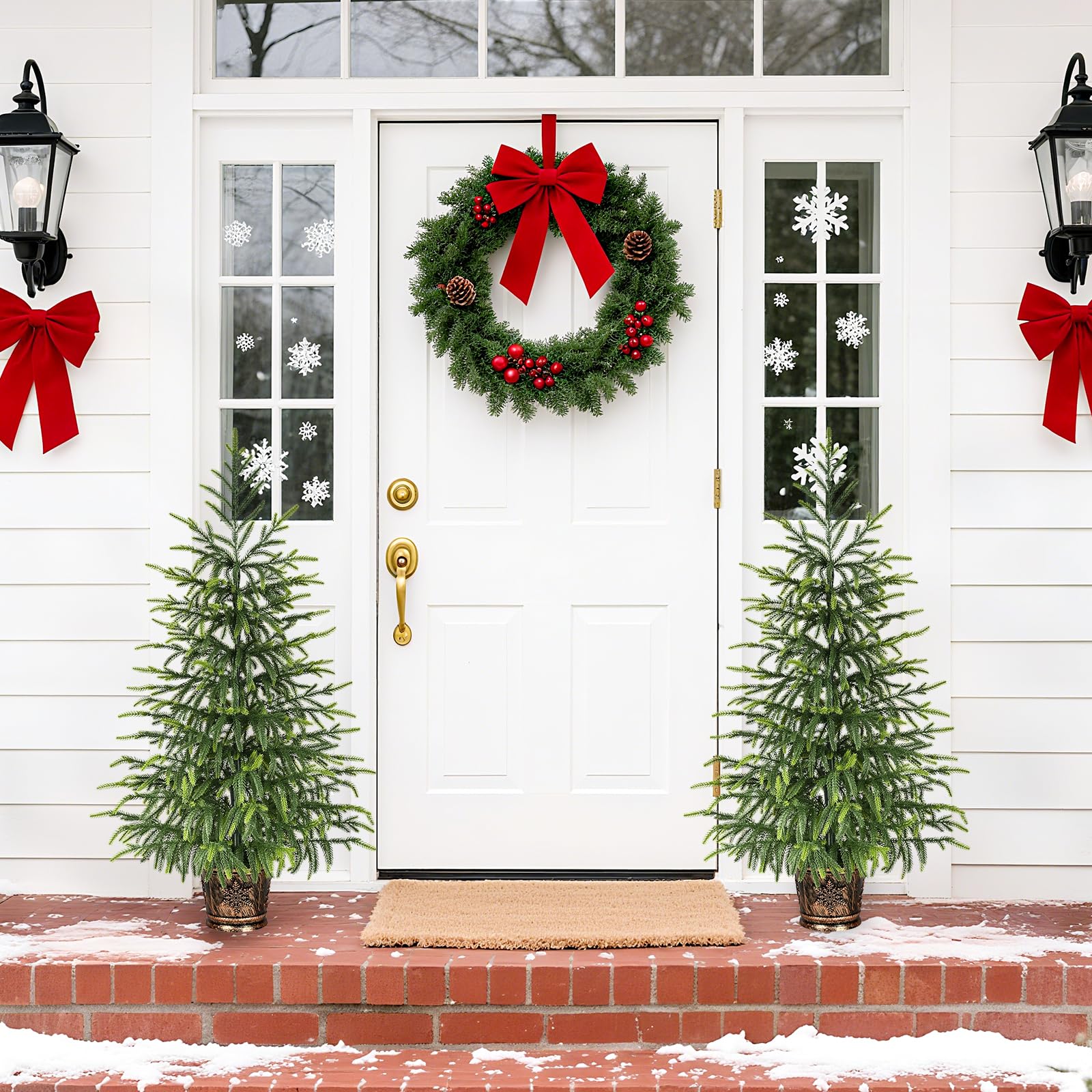 Siyaluens 2FT Norfolk Pine Tree with Pot - Tabletop Christmas Tree with Real Touch PE Branch Tips for Front Porch Kitchens Home