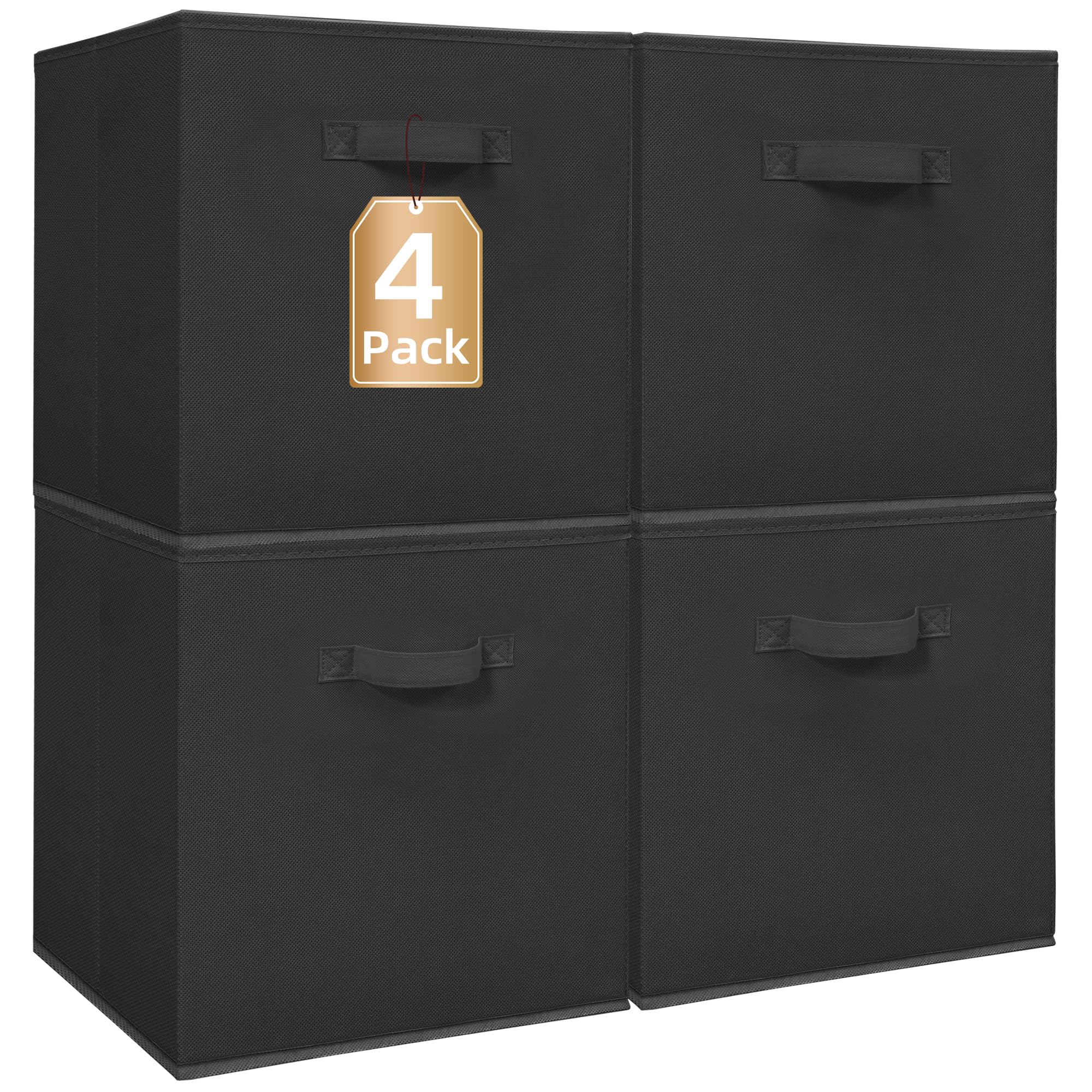 STORAGE MANIAC Storage Cubes, 13 Inch Collapsible Storage Bins with Handles, 4 Pack Fabric Foldable Bins for Organization, Durab