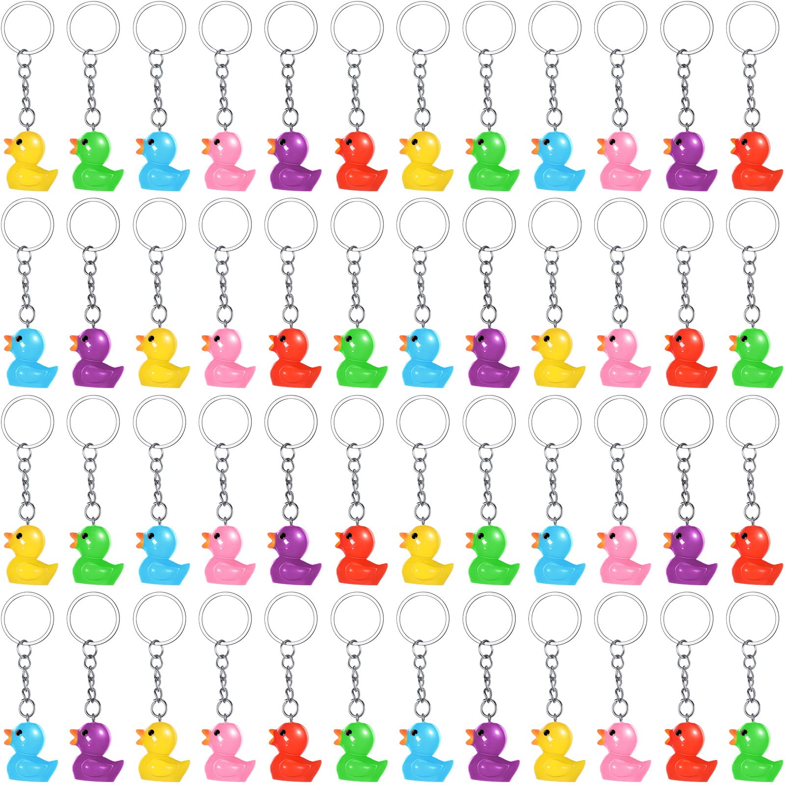 Yoande Plastic Duck Keychains Duck Party Favors Cute 3D Chains Small Ducky Pendant Accessories for Birthday Party Baby Shower (m