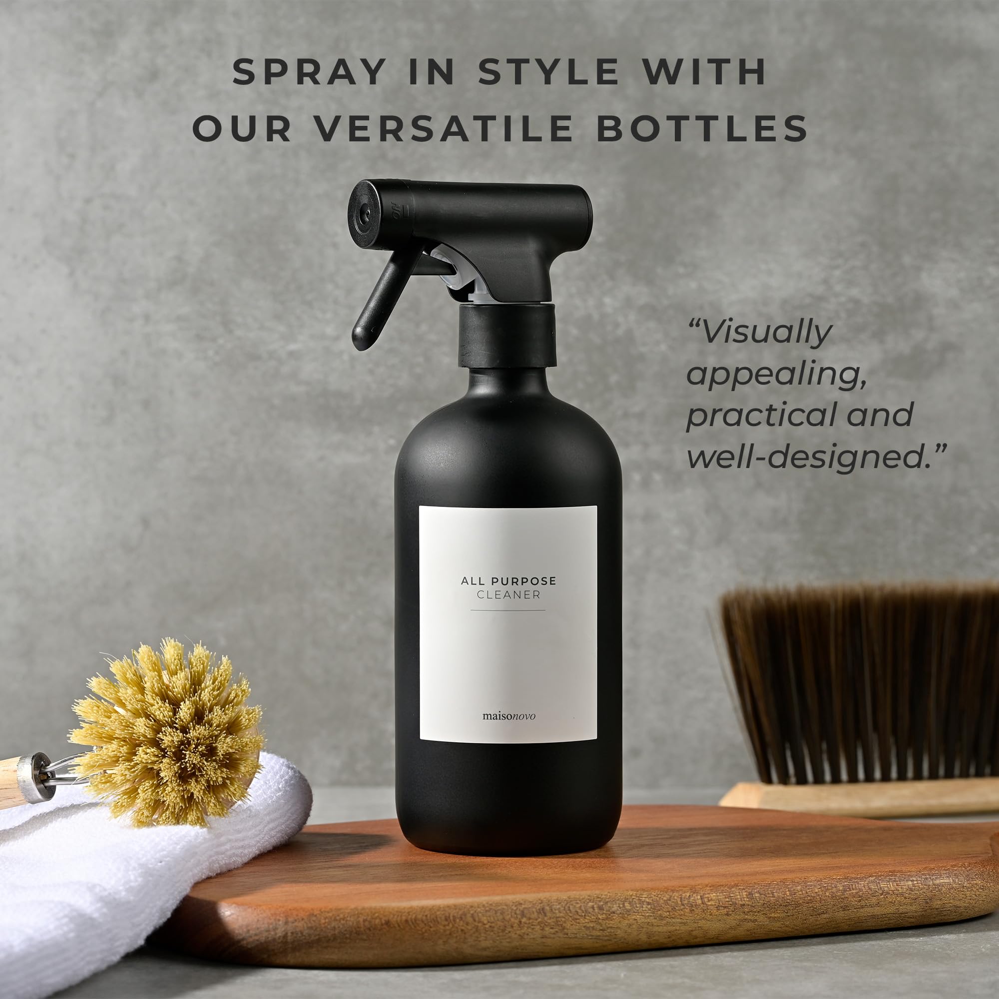 Maisonovo Spray Bottle For Hair | 16.9 Fl Oz Black X 2 With 16 Labels