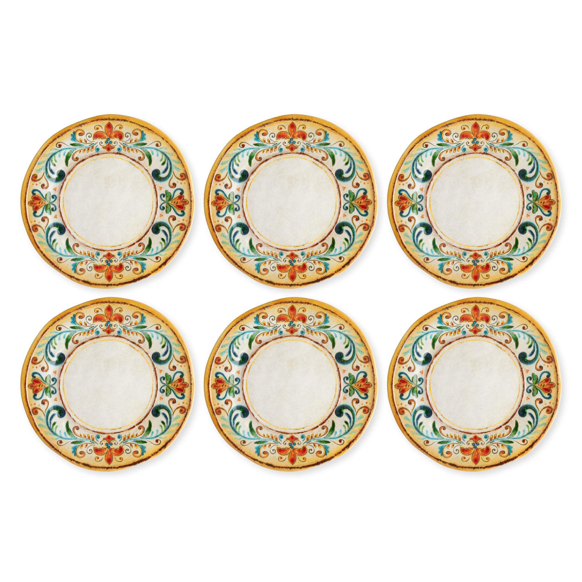 Supreme Housewares 6-Piece 11 Inch Melamine Serving Plate/Dinner Plates (Tuscany)