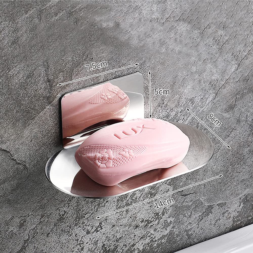 Gmtglla Adhesive Soap Dish, Bath Soap Dish For Shower, 304 Stainless Steel Wall Mounted Bar Soap Holder For Bathroom Kitchen- No