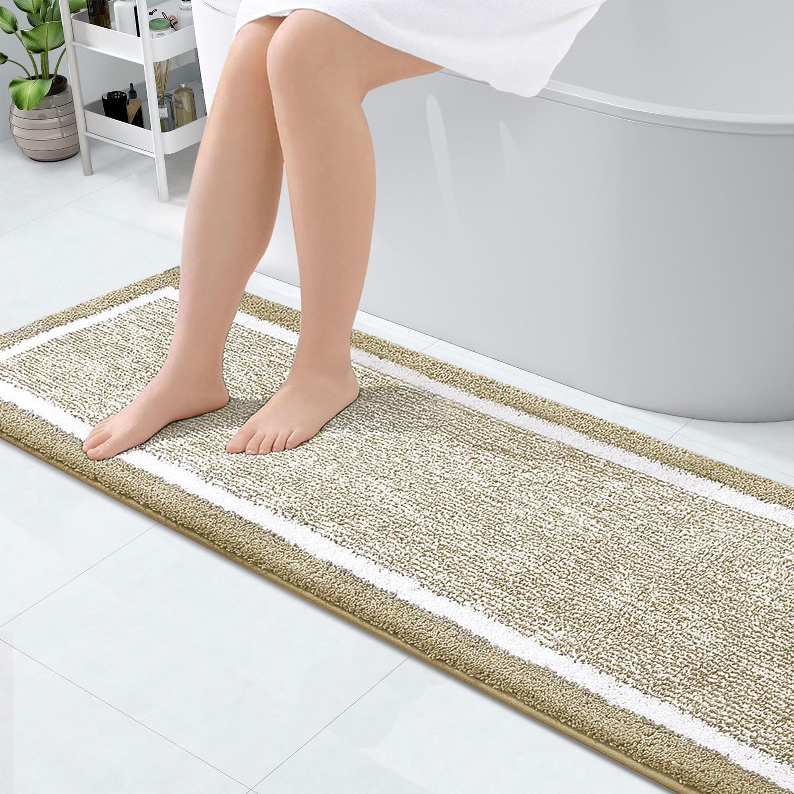 Olanly Bathroom Rugs 59X24, Extra Soft And Absorbent Microfiber Bath Mat, Non-Slip, Machine Washable, Quick Dry Shaggy Bath Carp