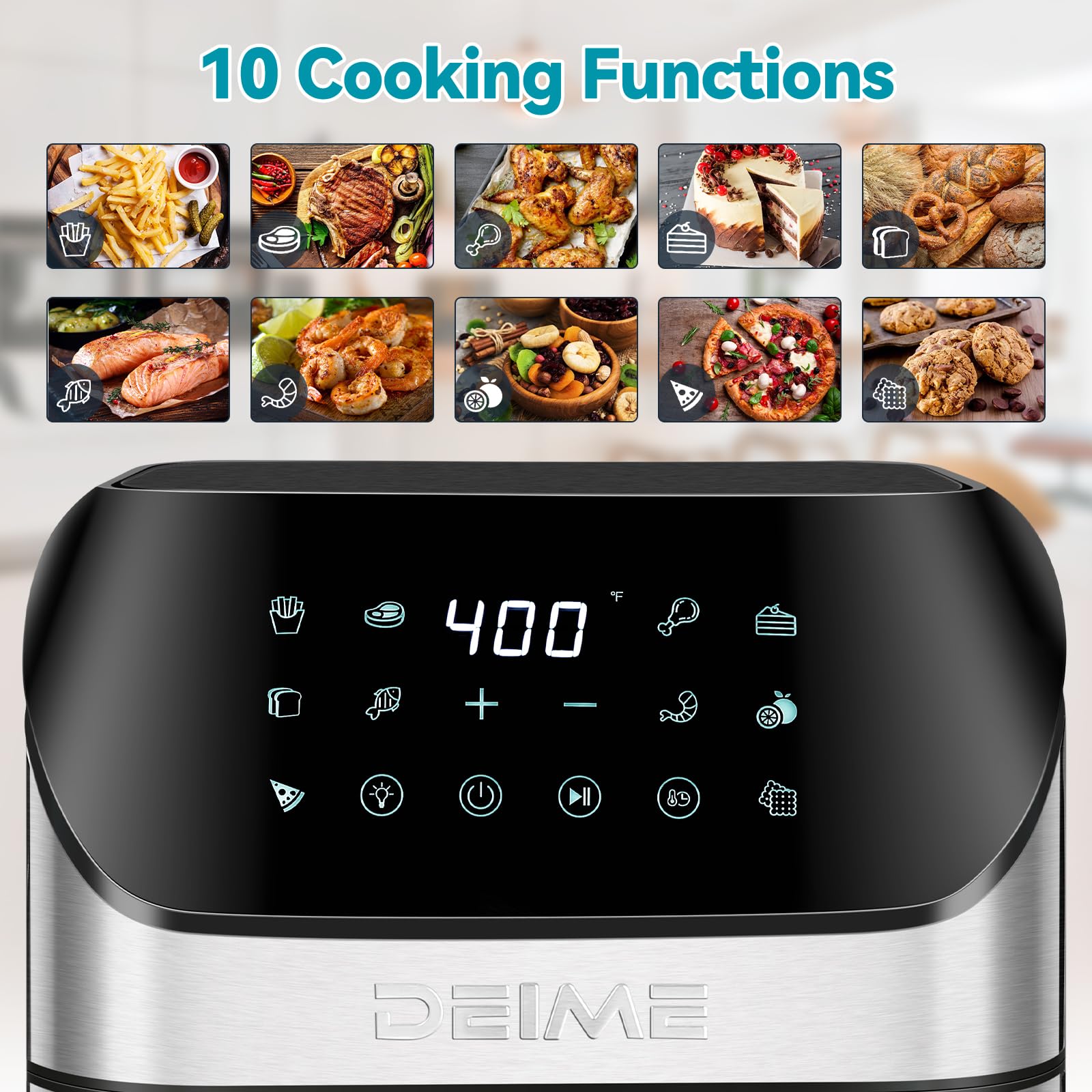 Air Fryer 6.2 QT Oilless 1500W Large Capacity Oven Air Fryers Healthy Cooker with 10 Preset  Visual Cooking Window  Non-Stick Basket  Included Recipe
