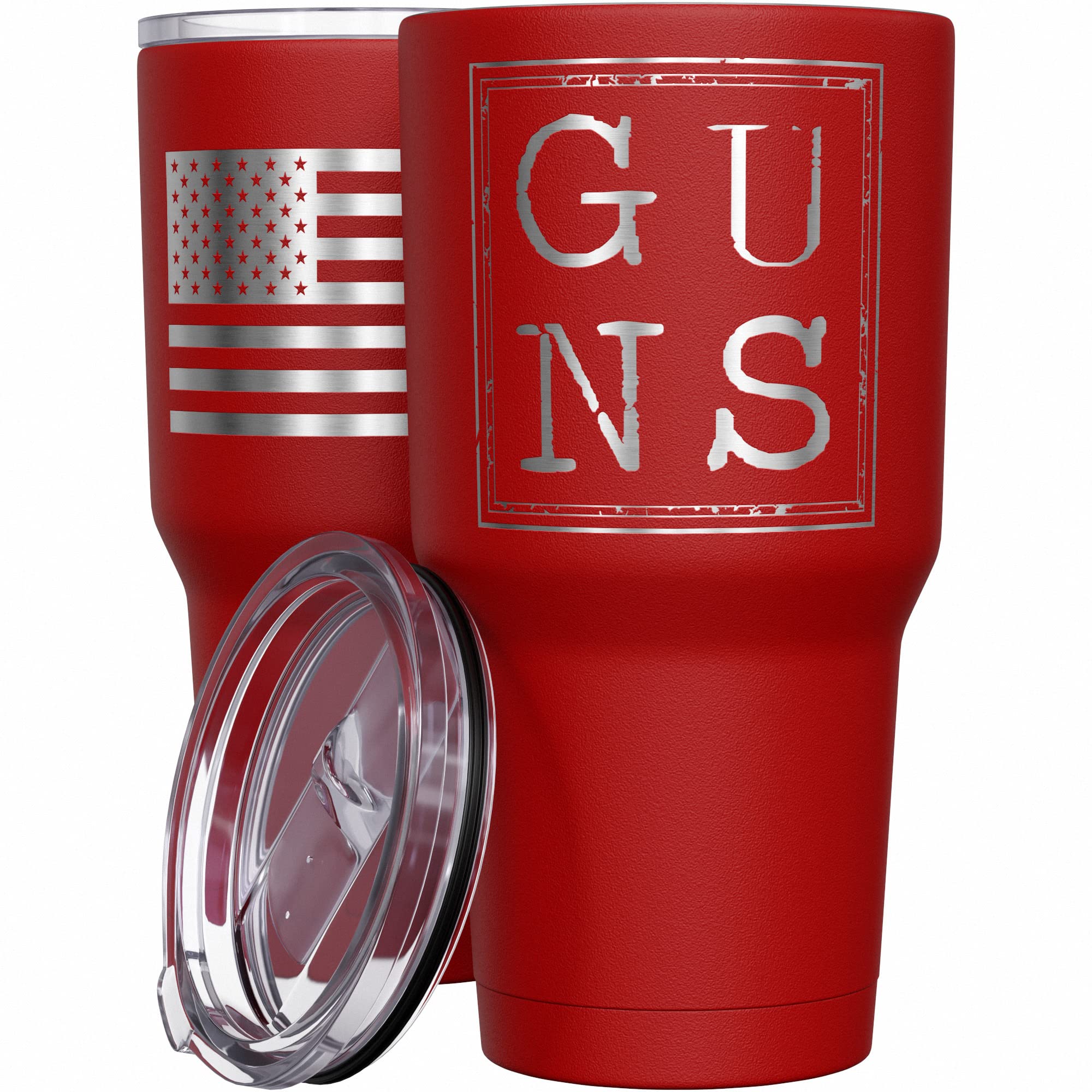 We The People Holsters - G-U-N-S - Coffee Tumbler - American Flag Coffee Travel Mug - Engraved Tumbler - Double Insulated Tumble