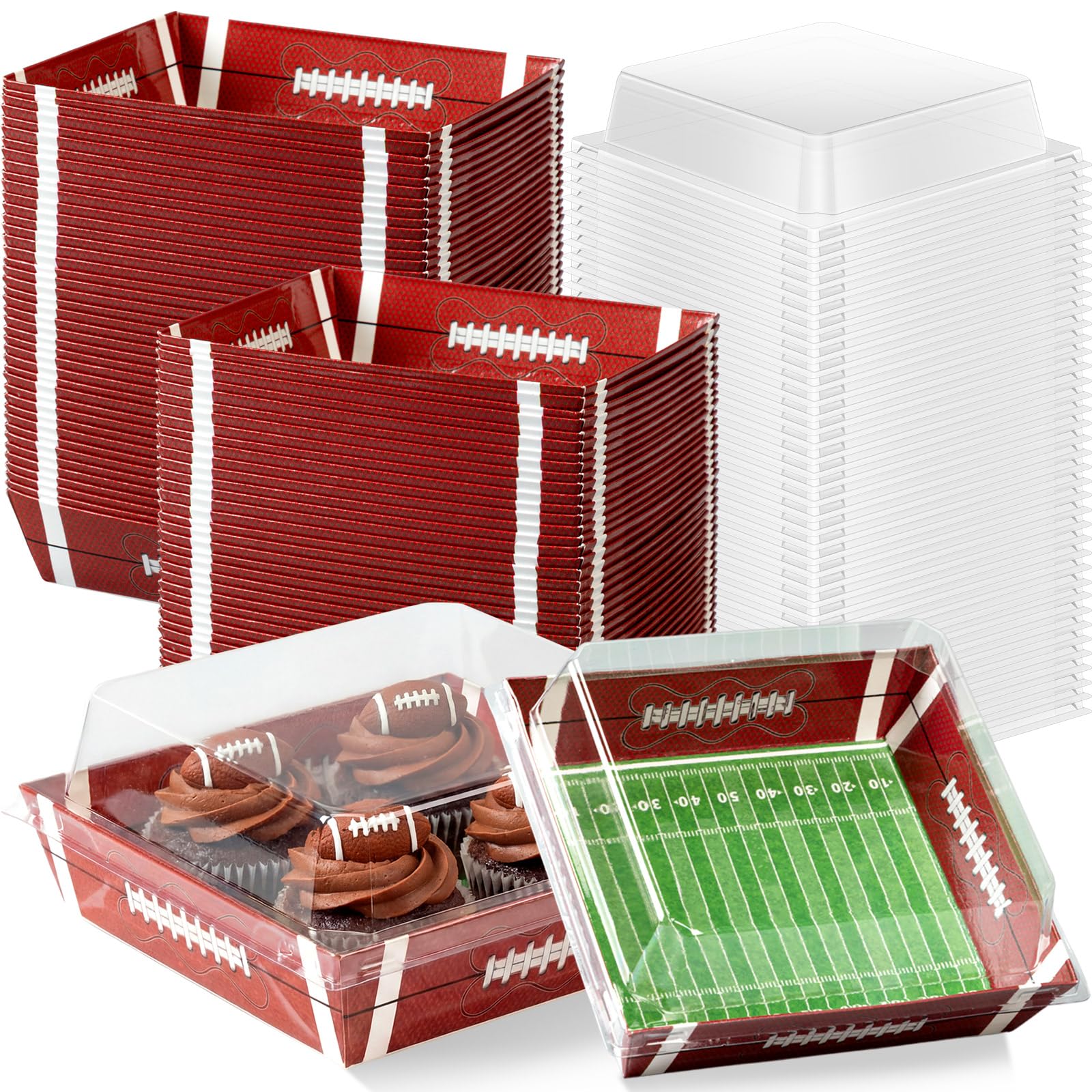 Potchen 50 Pack Charcuterie Boxes with Clear Lids, Disposable Bakery Treat Boxes for Cookies, Candy, Donuts and Cakes, for Parti