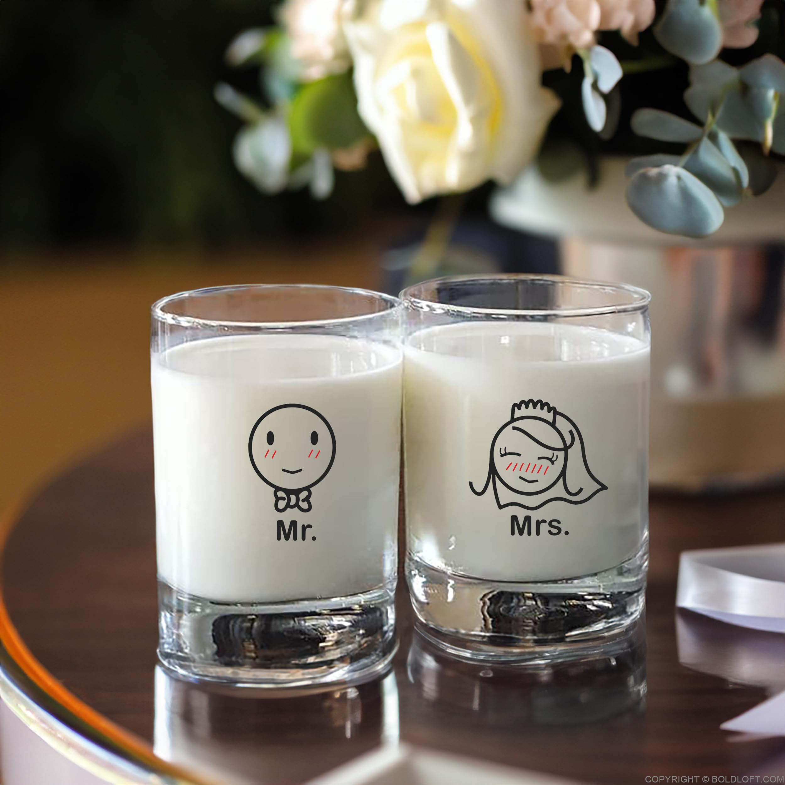 BoldLoft Mr and Mrs Couple Drinking Glasses-Mr Mrs Gifts Mr Mrs Cups Mr Mrs Engagement Gifts Bridal Shower Gifts Mr Mrs Wedding