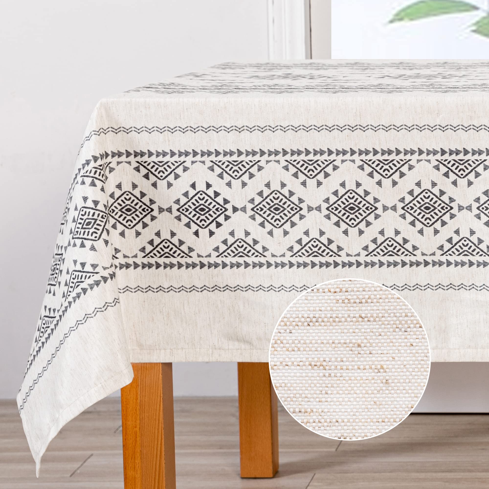 Mysky Home 60X102 Boho Rectangle Tablecloth Linen Farmhouse Tablecloth Waterproof Decorative Fabric Table Cloth For Kitchen Dini