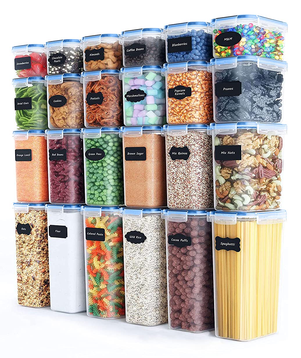 Diablos Airtight Kitchen Storage Containers Set Of 24   500Mlx6 + 1000Mlx6 + 1500X6 + 2100X6  Lock & Seal Plastic Perfect Fo