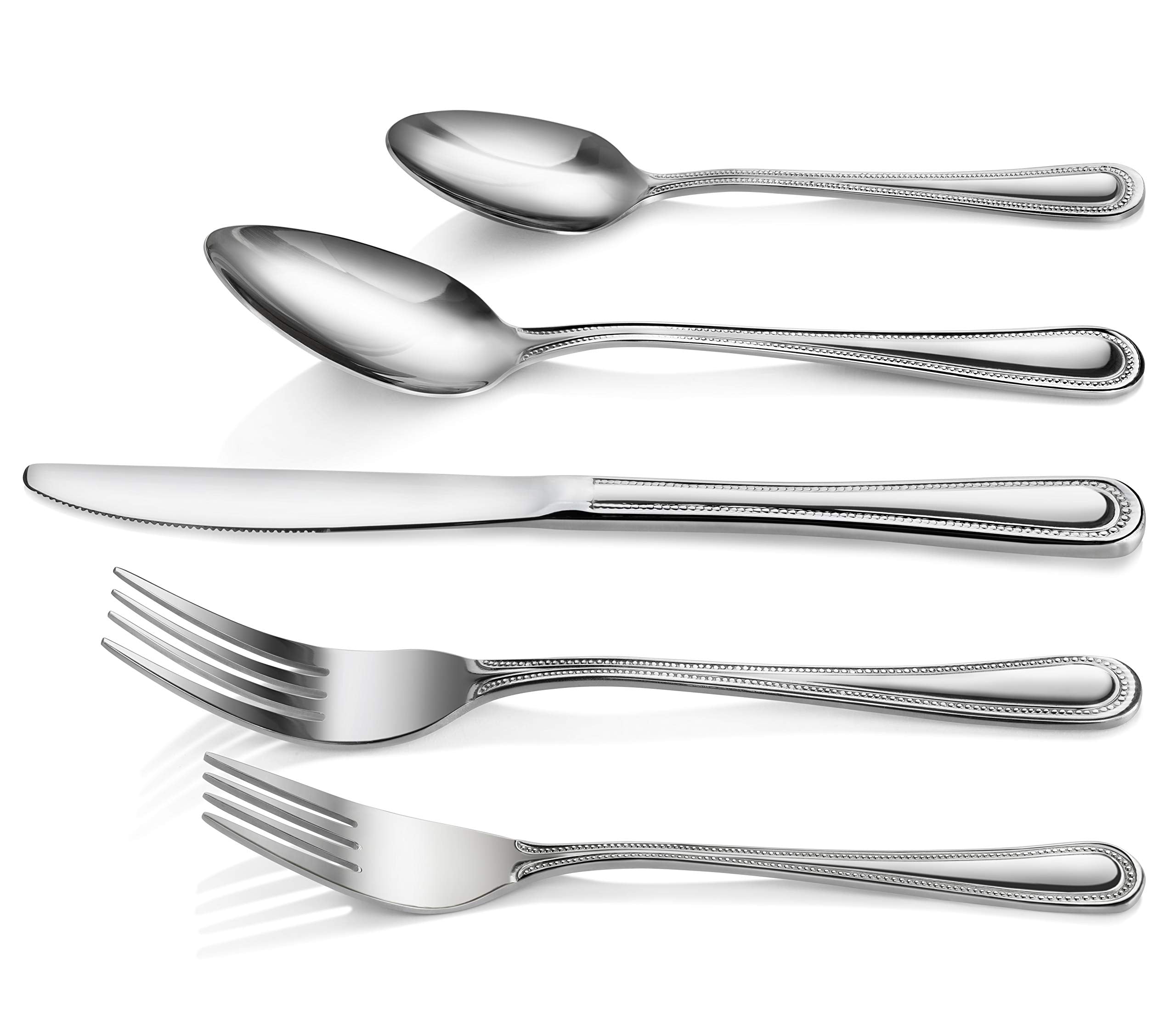 New Star Foodservice 58857 Rose Pattern, 18/0 Stainless Steel, (60 Piece Flatware Set)