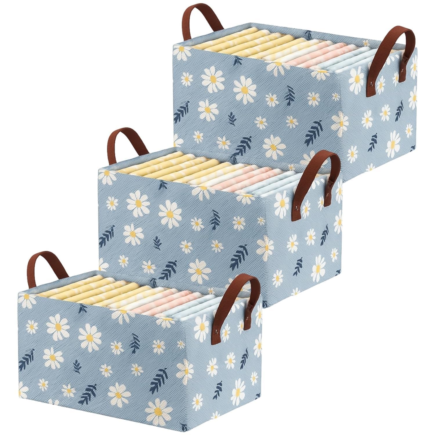 Kalqiad Large Foldable Fabric Storage Bin With Handles, Multipurpose Linen Basket For Clothes, Blankets, Toys, Books & Closet Or
