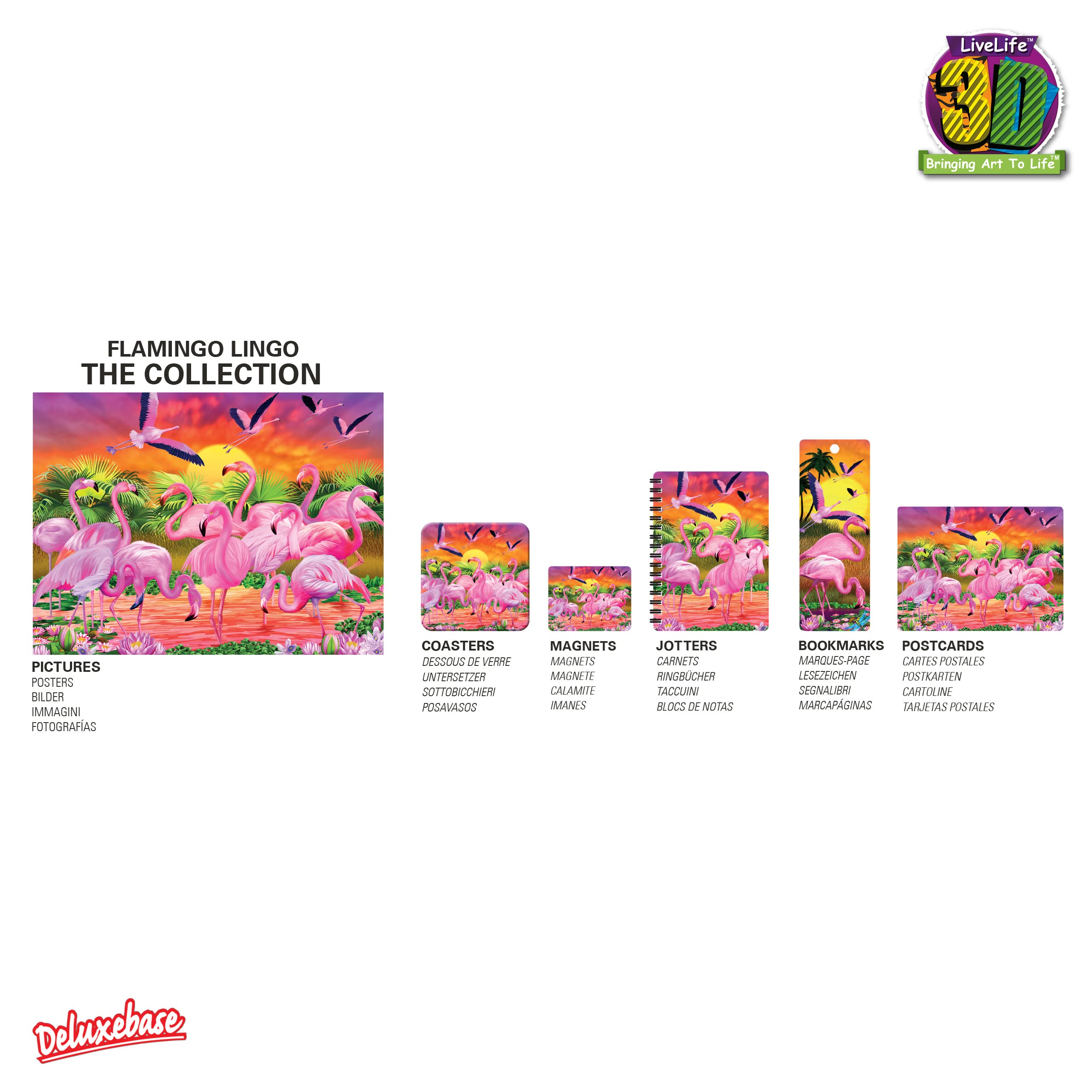 3D Livelife Cork Coaster - Flamingo Lingo From Deluxebase. Lenticular 3D Cork Safari Coaster. Non-Slip Drink Coaster With Origin