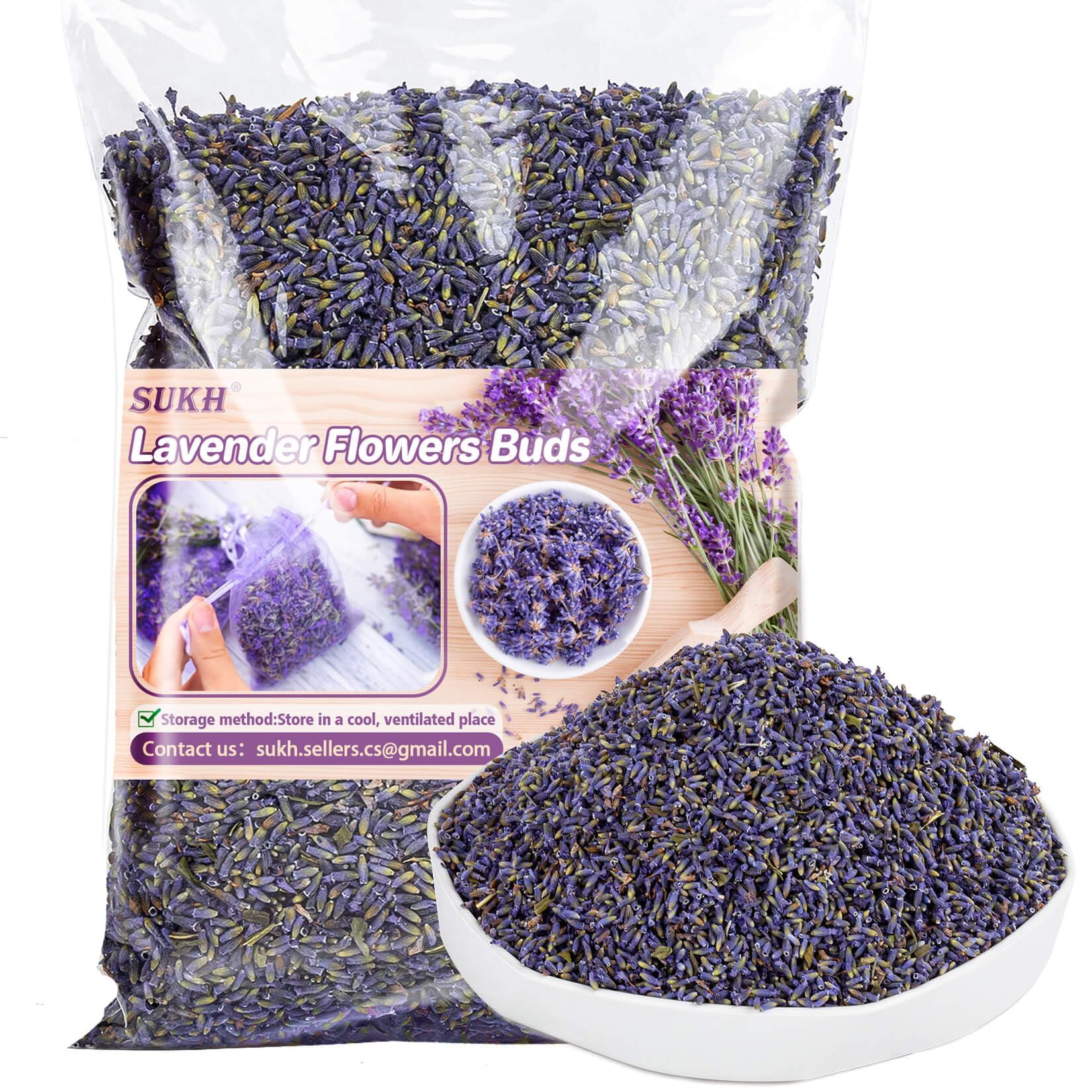 200g French Lavender Dried Lavender - Sukh Organic Lavender Sachets for Drawers and Closets Lavender Flowers Sachet Bags Fresh S