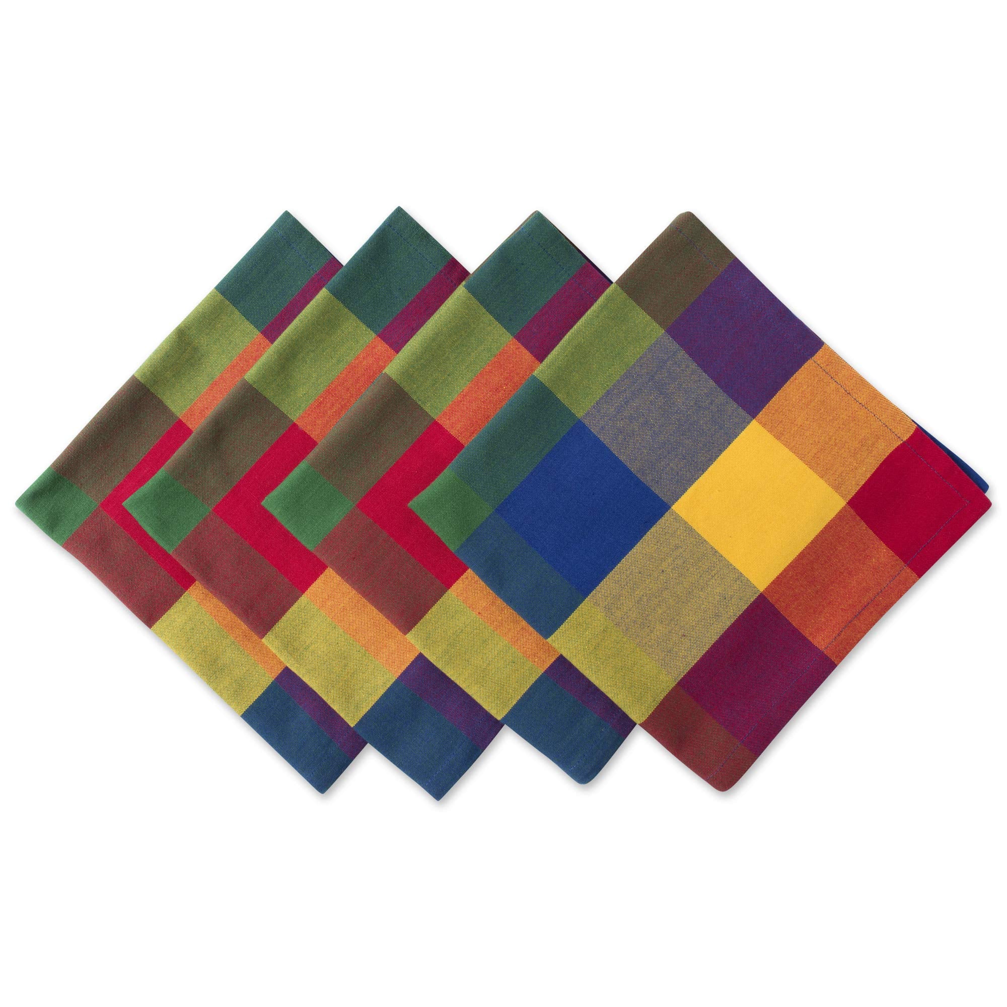 DII Checkered Tabletop Collection 100% Cotton, Machine Washable, Napkin Set, 20x20, Summer Check, 4 Piece