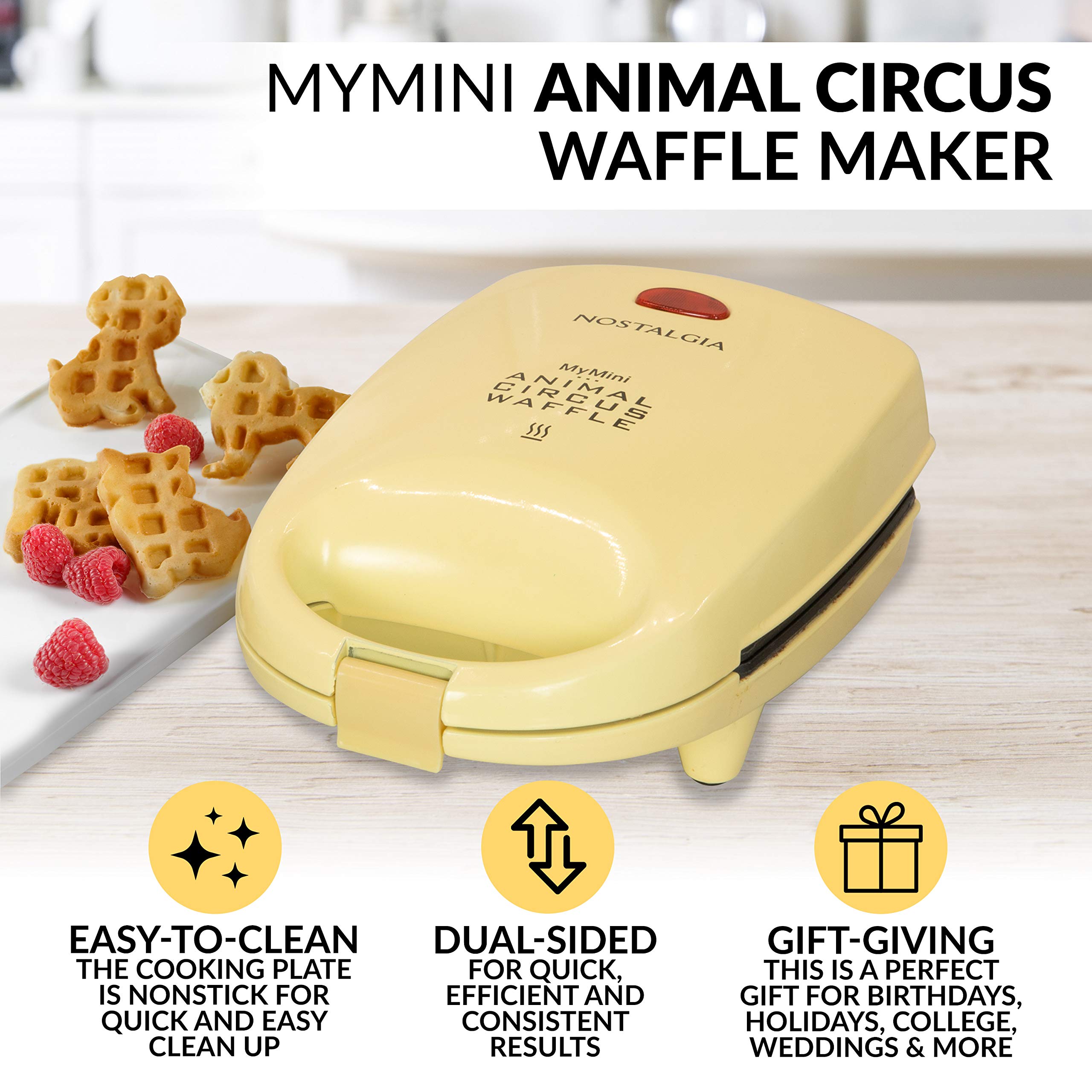 Nostalgia Mymini Cars And Trucks Shape Electric Waffle Maker, 5-Inch Non-Stick Griddle For Waffles, Hash Browns, Eggs, And More,