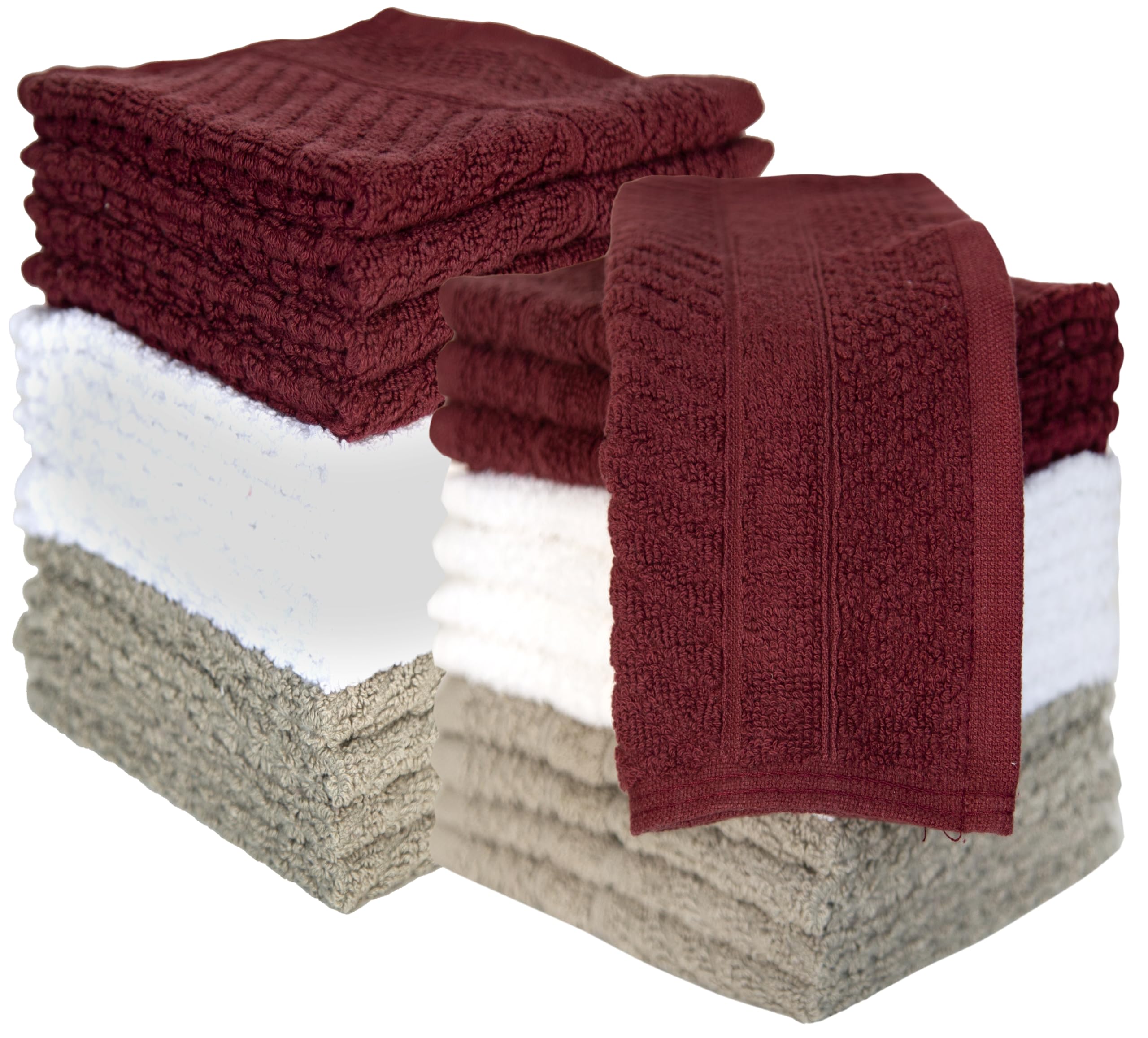 Ph Pleasant Home Diagonal Wash Cloths Set - 12 Pack (12    X 12   ) - 509 Gsm - 100% Ring Spun Cotton Wash Cloth - Super Soft An