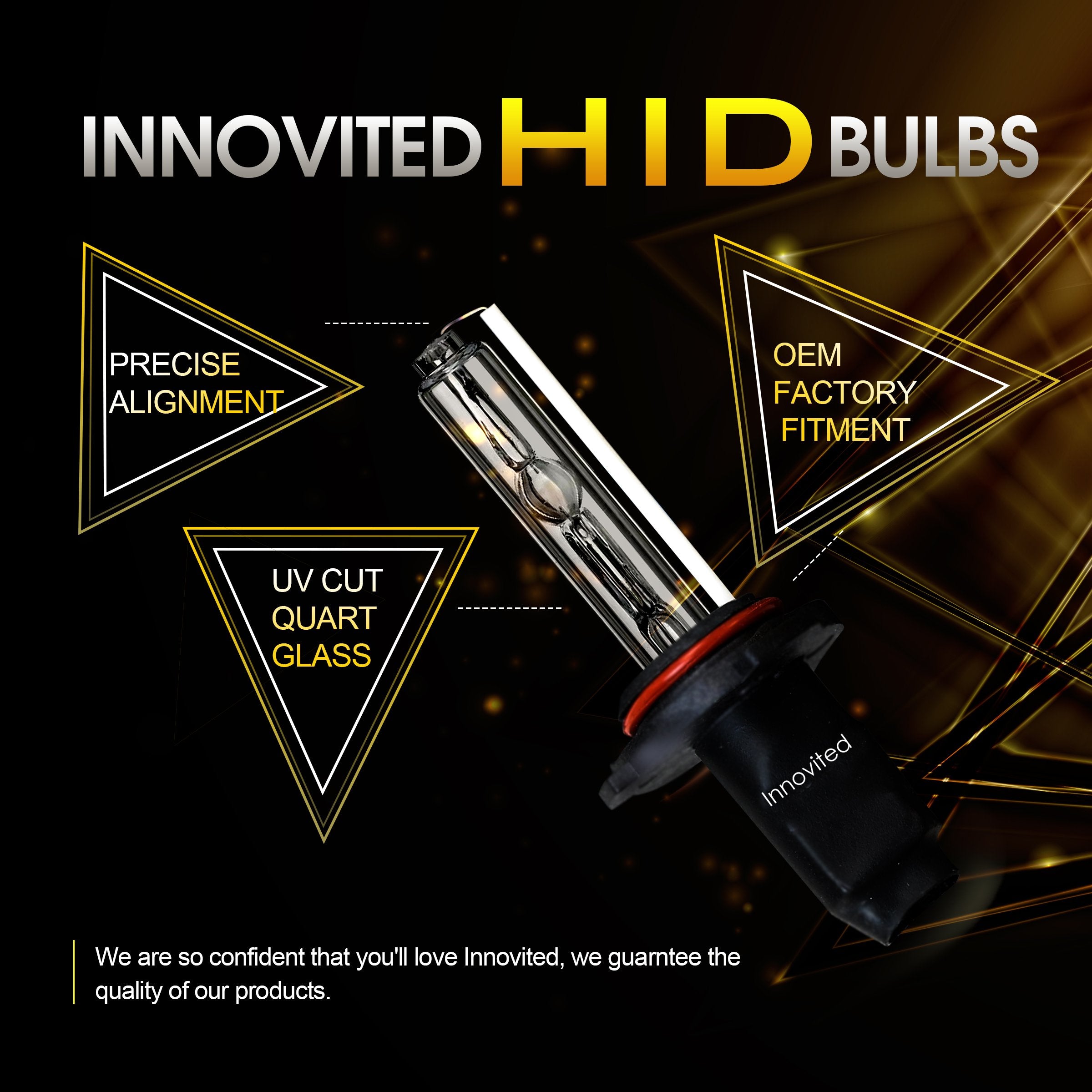 Innovited Hid Xenon 9004 9007 3000K (Low Hidhigh Halogen) Replacement Bulbs (1 Pair) Golden Yellow