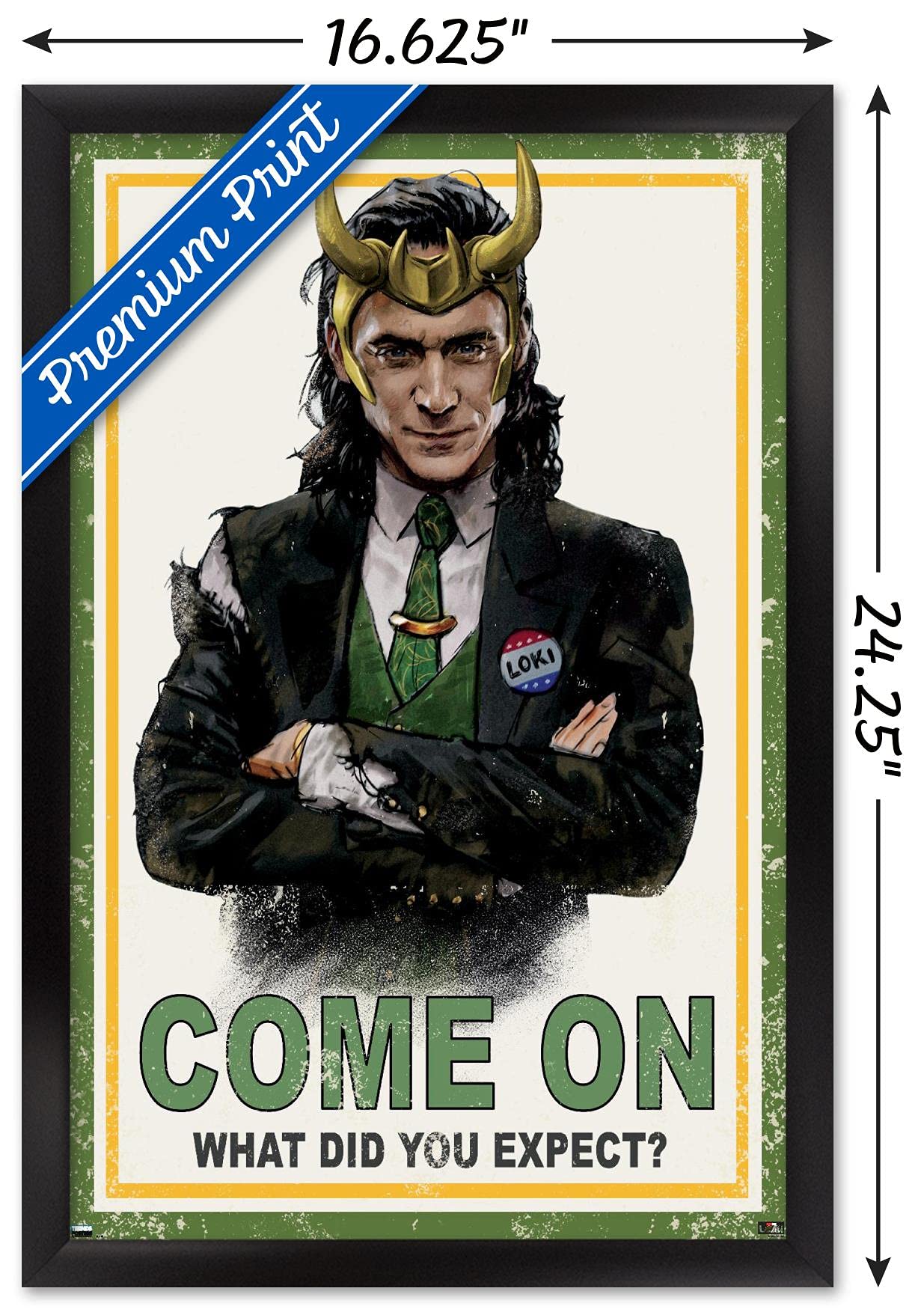 Trends International Marvel Loki-What Did You Expect Wall Poster, 14.725'' X 22.375'', Black Framed Version