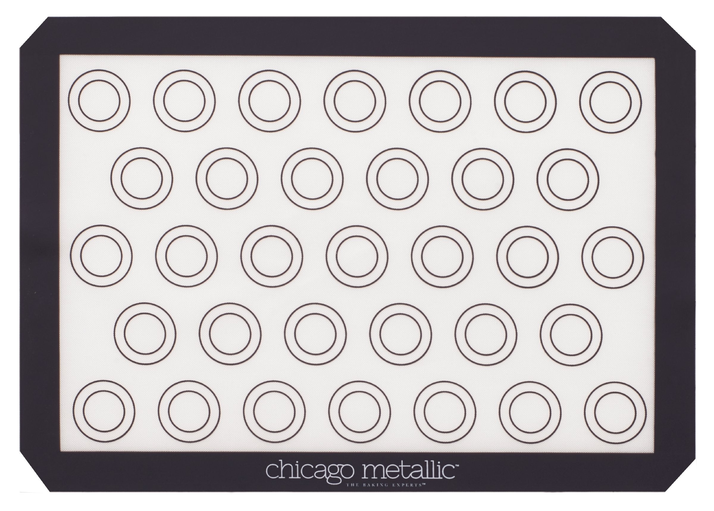 Chicago Metallic Silicone Pastry Mat With Measurements,, Baking Mat With Cookie Marks Gray 16.5X11.5 Inch