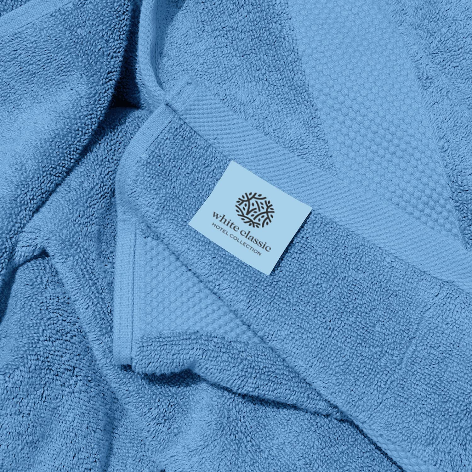 White Classic Luxury Bath Towels Large - Cotton Hotel spa Bathroom Towel 30x56  4 Pack  Light Blue
