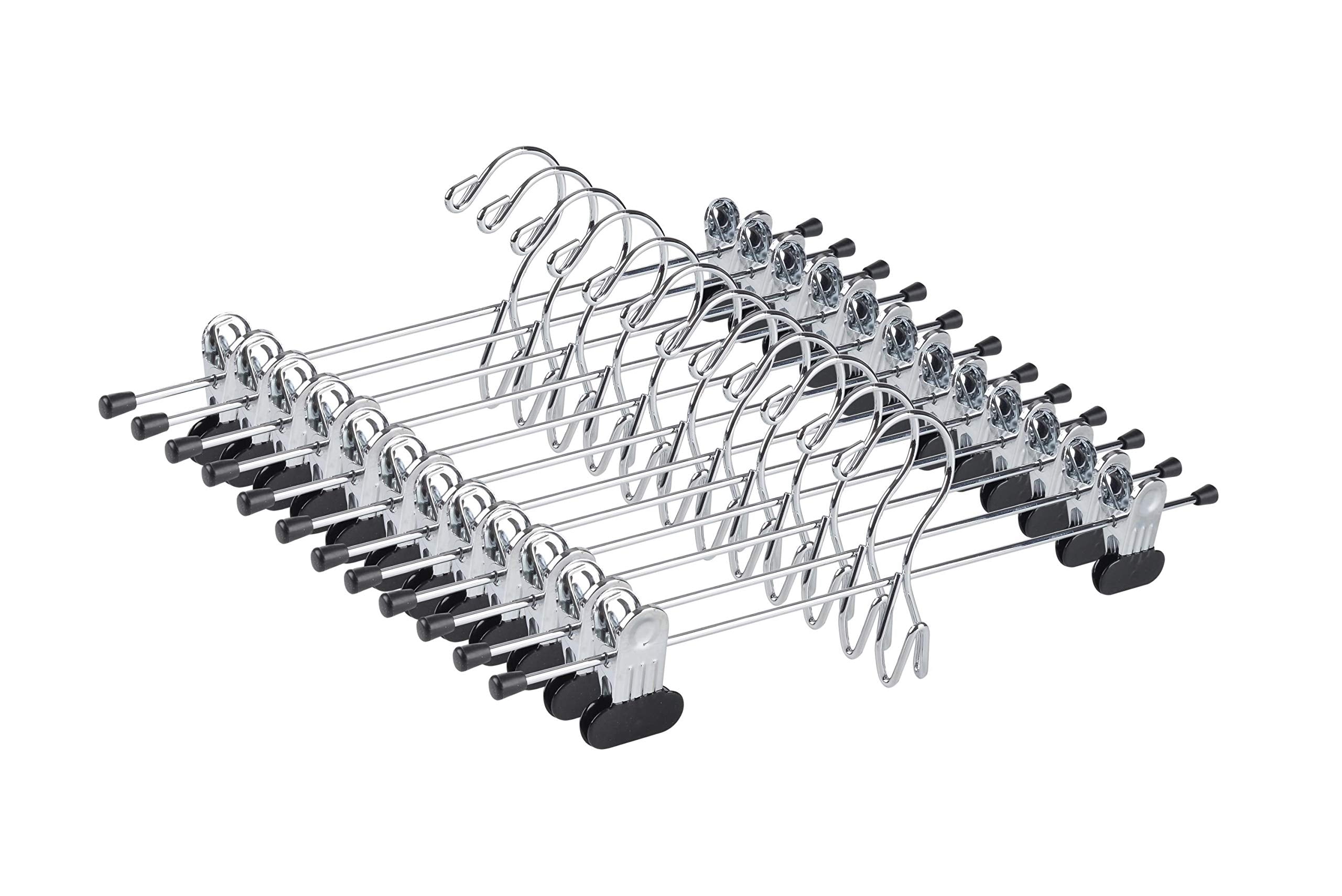 Amber Home 20 Pack Heavy Duty Add On Metal Pants Skirt Hangers, Stackable Add-On Metal Clothes Hangers With 2-Adjustable Clips,