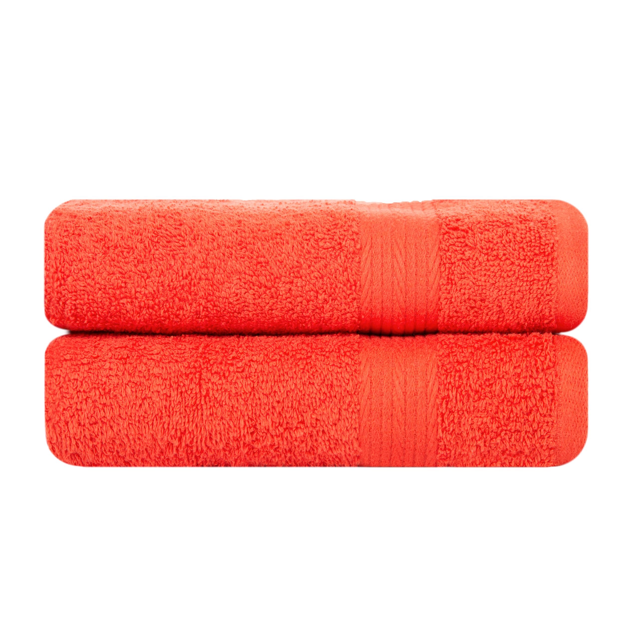 Ample Decor Bathroom Hand Towel 18 X 28 Inch 600 GSM 100% Cotton  Premium Soft Absorbent - 2 Pcs Orange