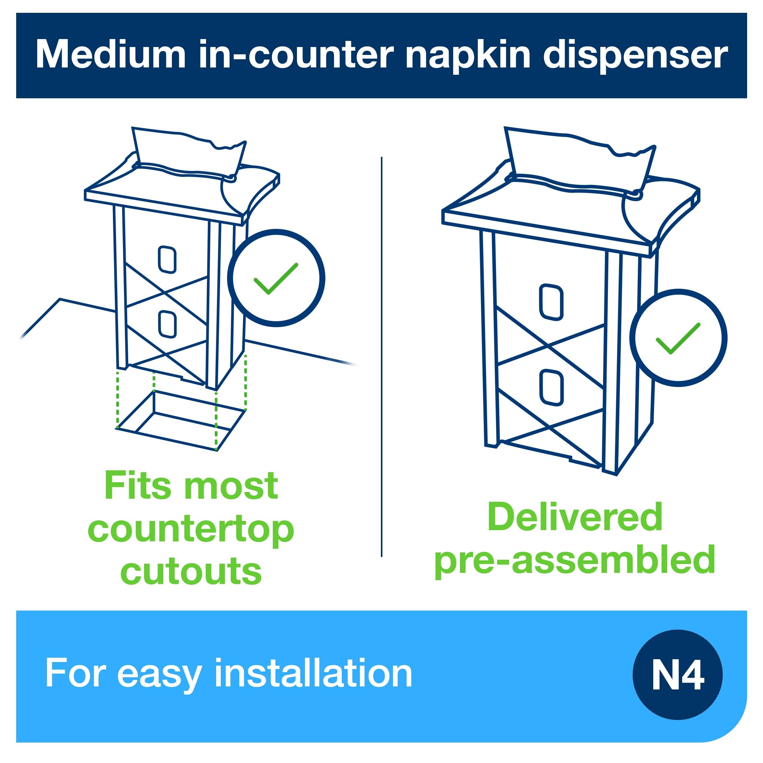 Tork Xpressnap In-Counter Napkin Dispenser Black N4, Signature Range, 13.5'' X 9.9'' X 7'', 6032120