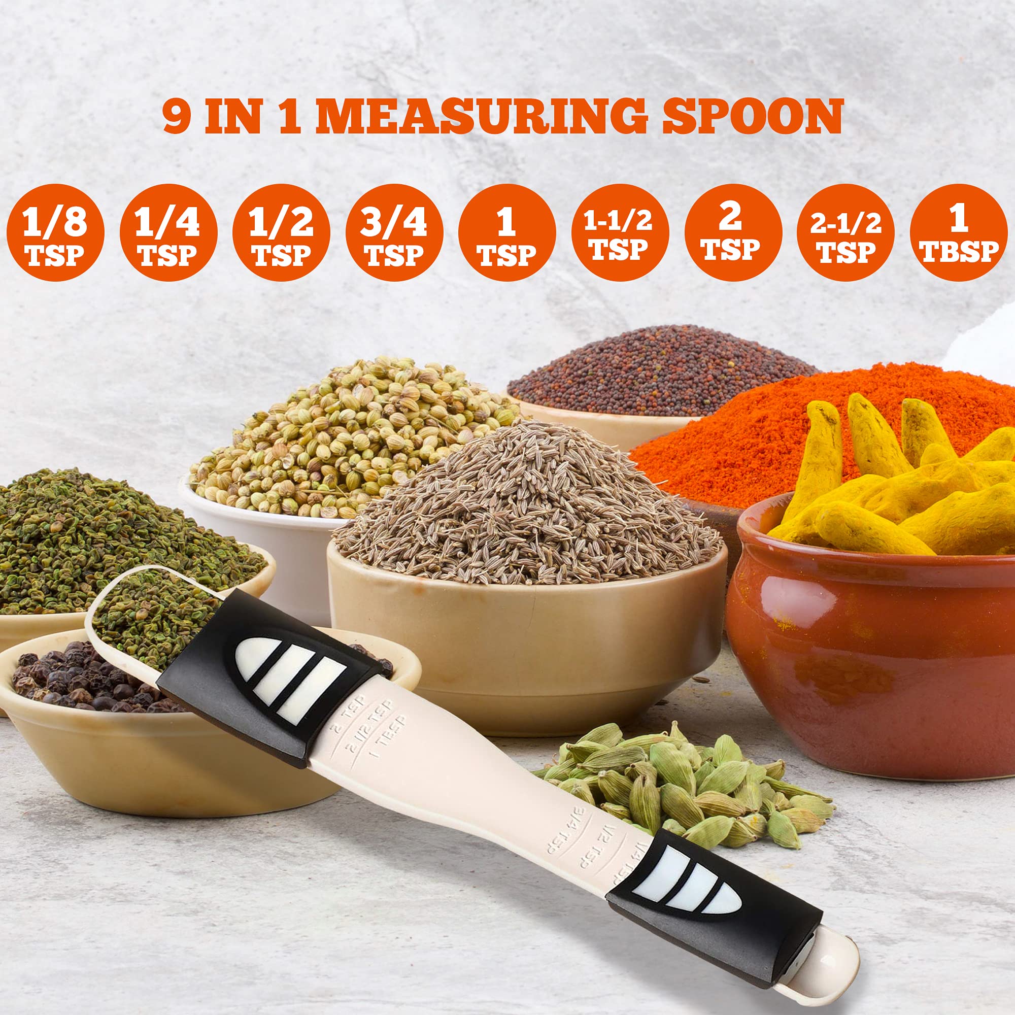 Performore Adjustable Measuring Spoon With Double End Adjustable Scale, 9 Stalls All In One Measuring Spoon, Wide Range Of Measu