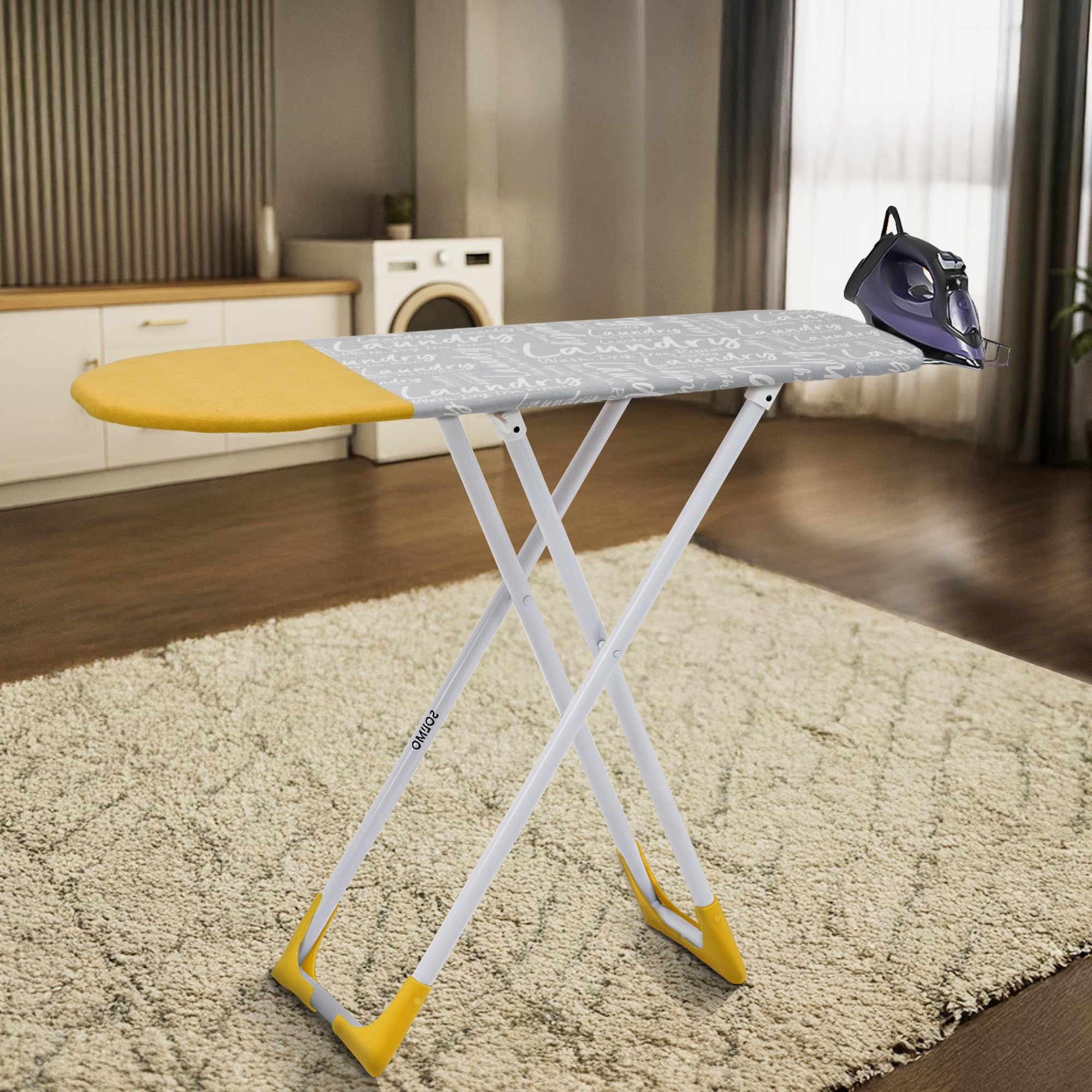 Amazon Brand  Solimo Wooden Ironing Board/Table With Iron Holder, Foldable & Adjustable| Ergonomic WobbleFree Design | HeavyD
