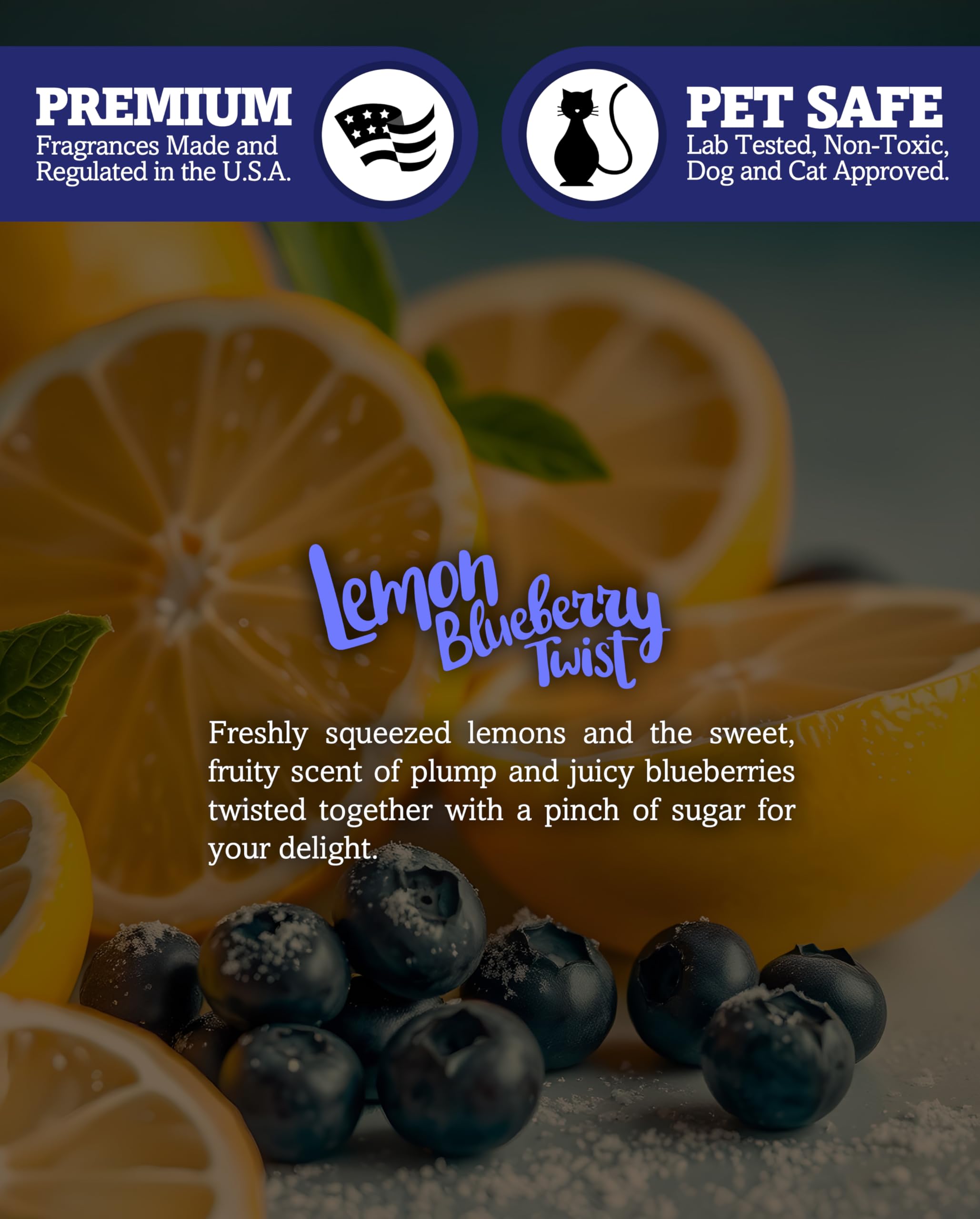 Shortie's Candle Company Lemon Blueberry Twist Wax Melts - Formula 117-1 Highly Scented 3 Oz. Bar - Made with Natural Oils - Fru
