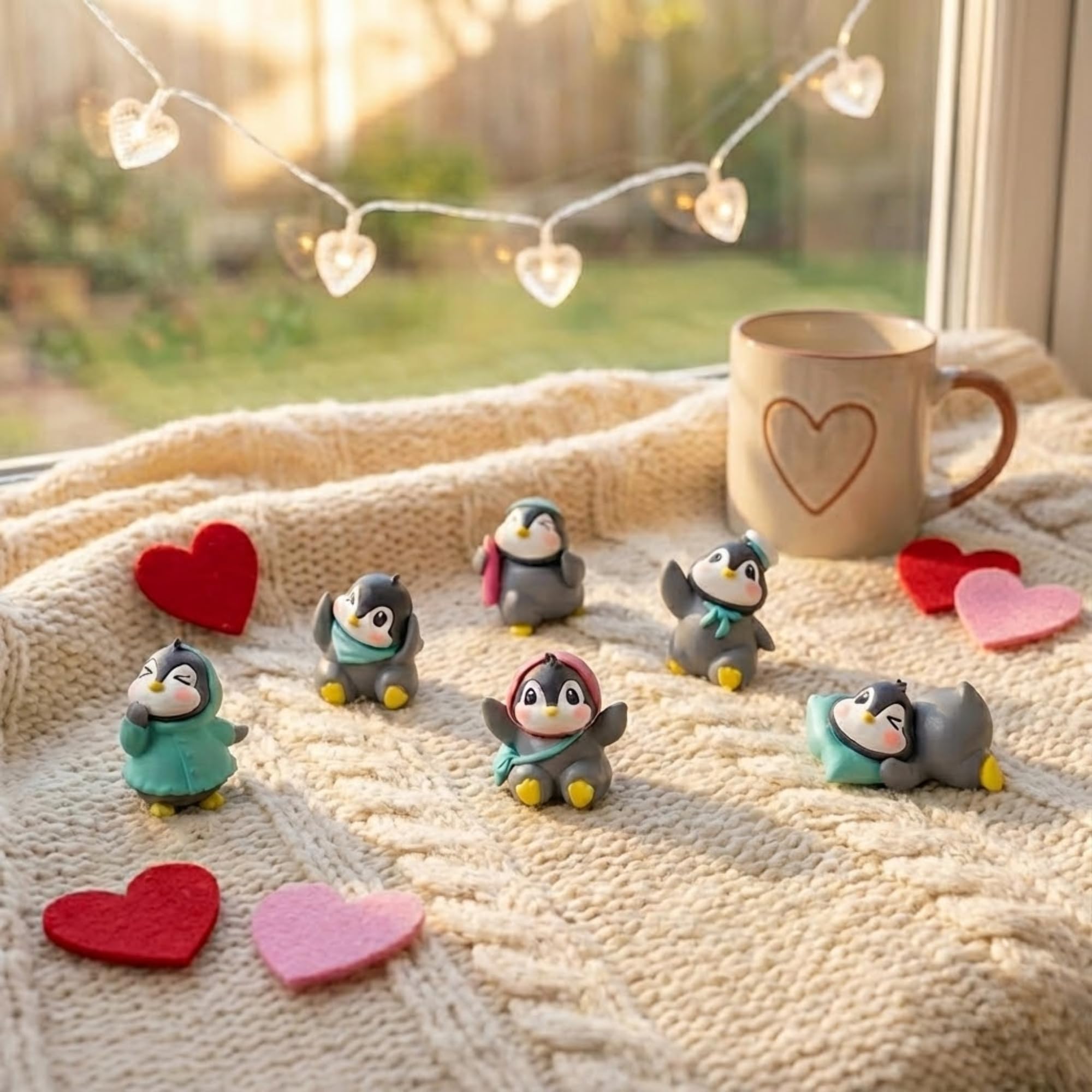 Ecraftindia Pack Of 6 Cute Penguin Miniature Showpiece For Home Decor Valentine Gift For Girlfriend Boyfriend Husband Wife Her H