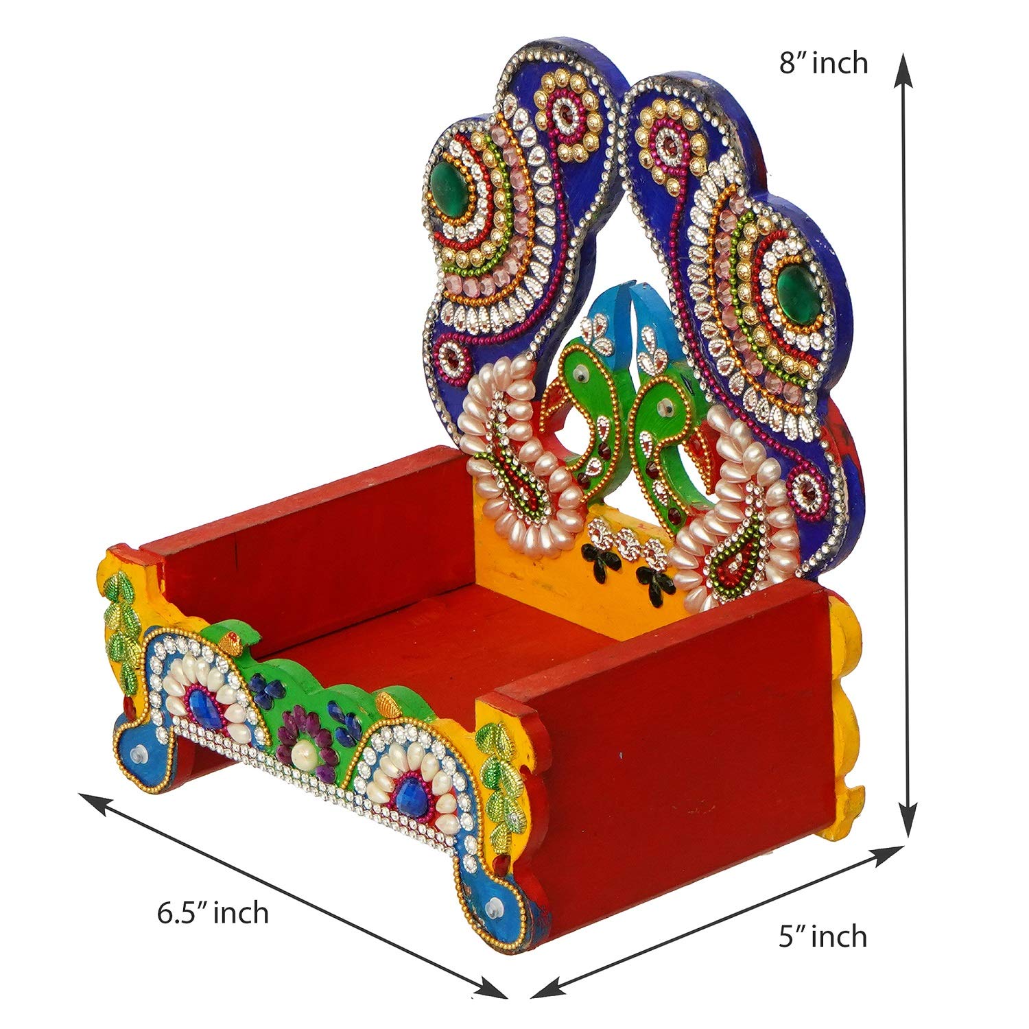 Capio Art Wooden Singhasan For Laddu Gopal Ganesha Krishna God Idols | Decorative Ladoo Gopal Pooja Chowki Sihasan For Temple Ma