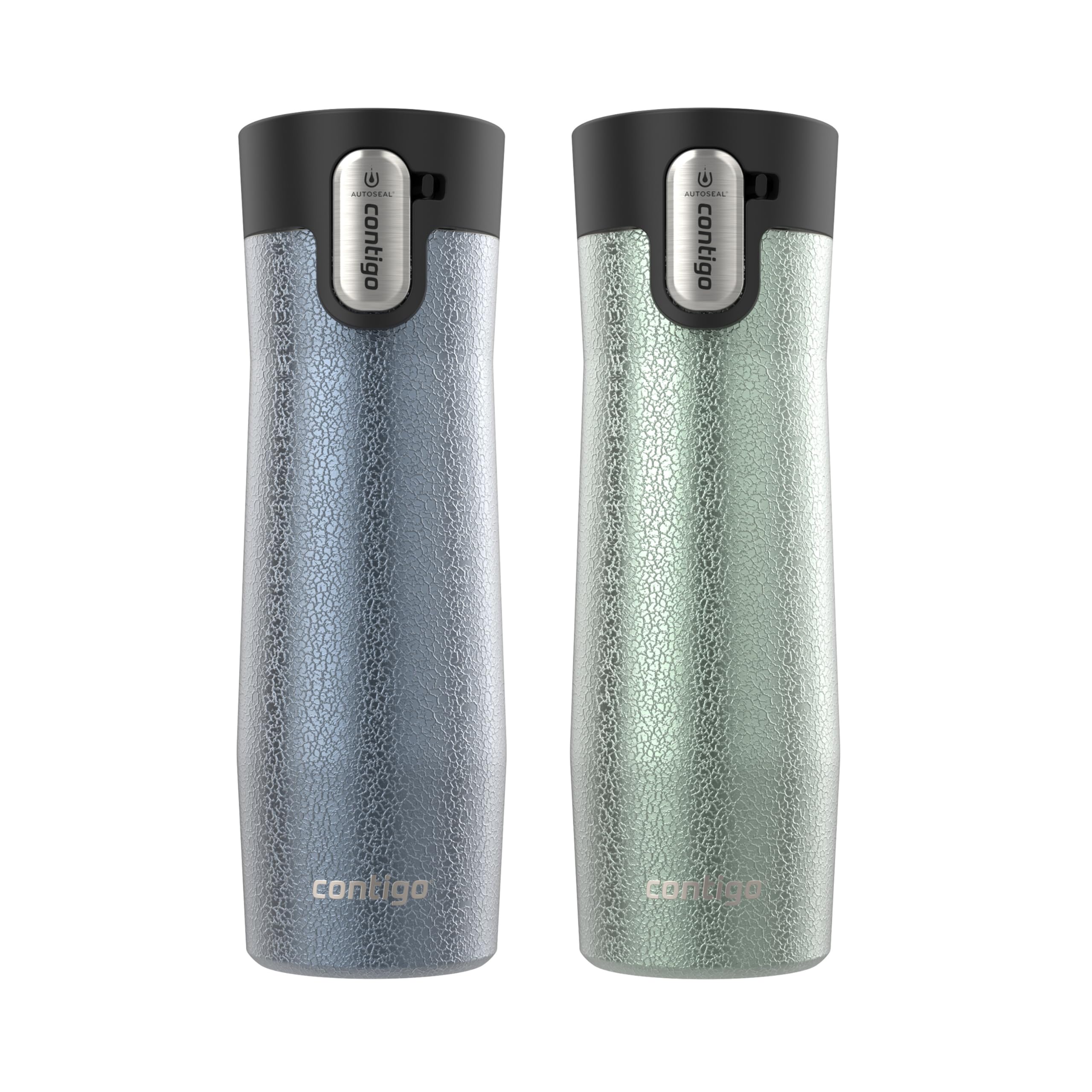 Contigo Autoseal West Loop Vacuum-Insulated Stainless Steel Travel Mug With Easy-Clean Lid, 20 Oz, 2 Pack, Crystal Lakeside; Cry