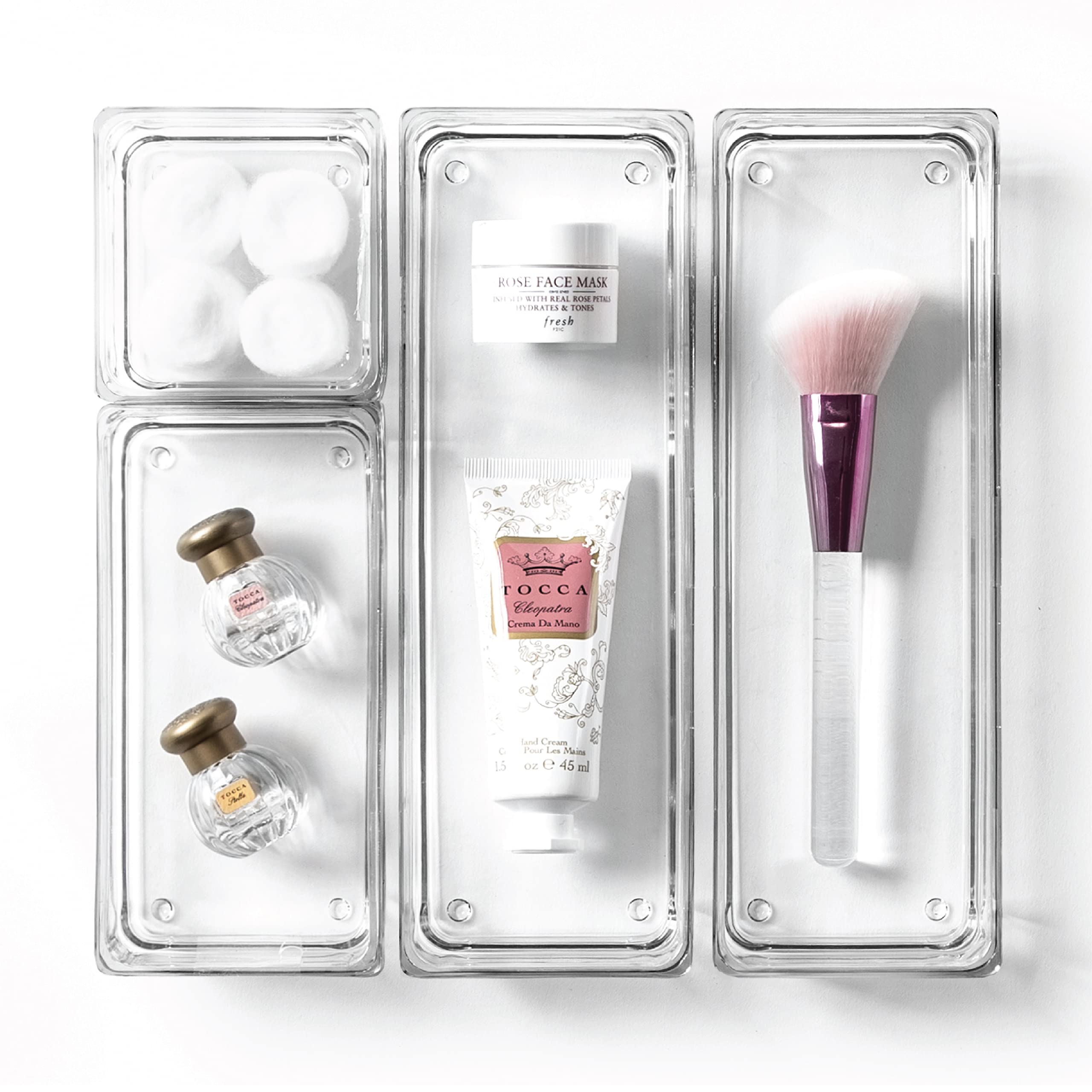 BINO 4-Piece Drawer Organizer Bin Set | THE MODULAR | Bathroom Drawer Organizer Trays | Vanity Drawer Organizers | Desk Drawer O