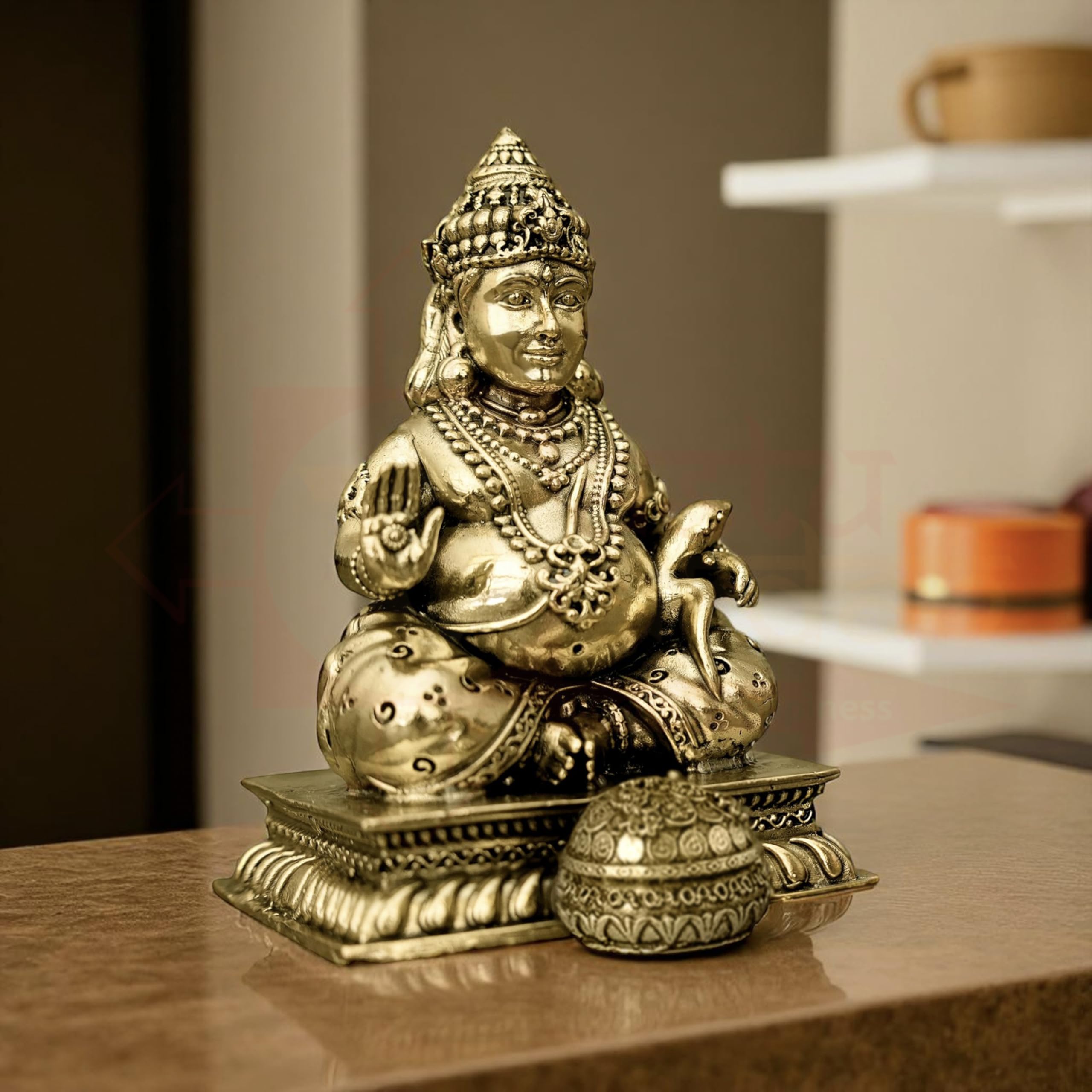 Vastu Vardan Brass Kuber Statue | Height-7.6 Cm Aprrox. | Weight-112 Gram Approx. | Vastu Idol For Home And Office | Zonal Place