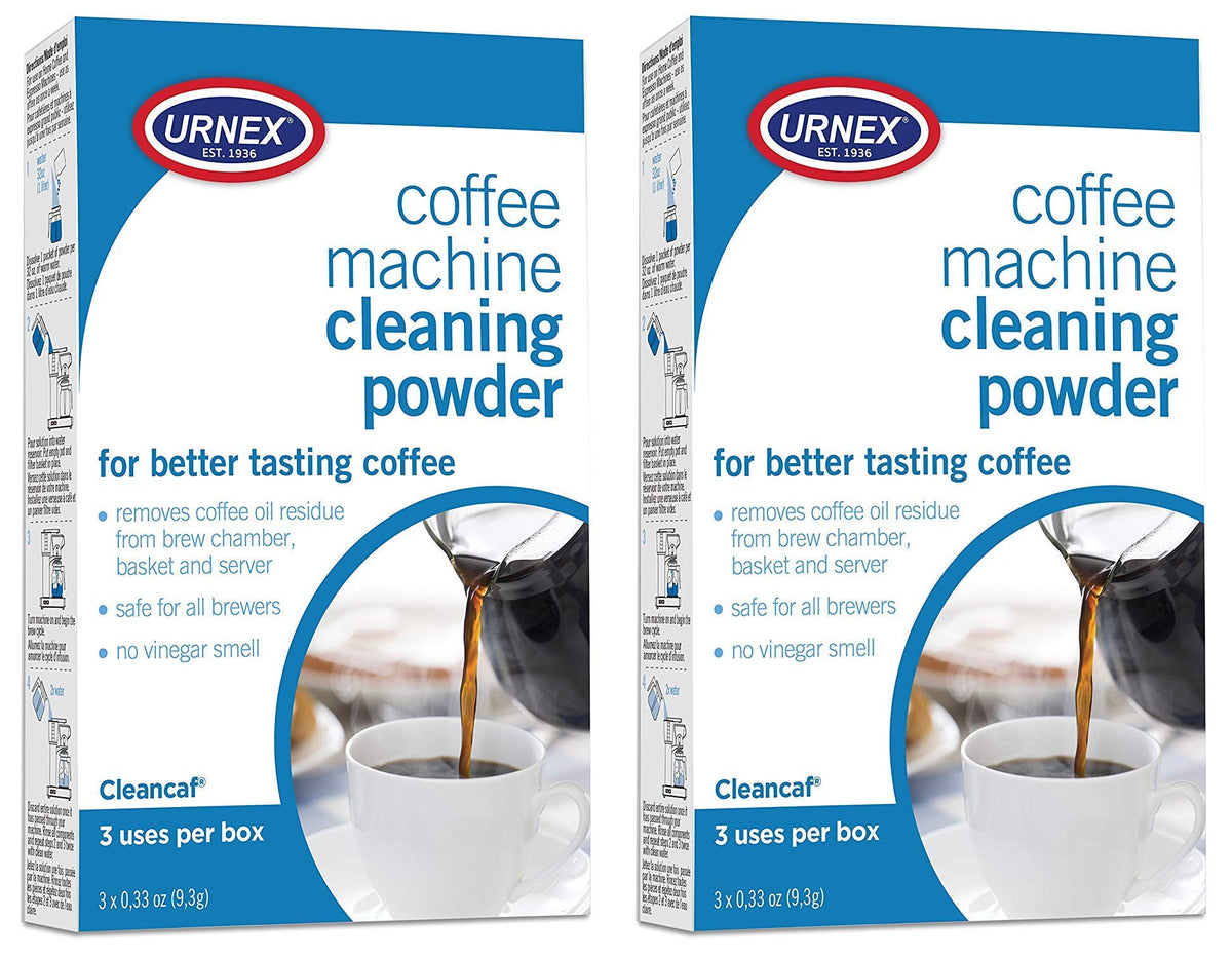Urnex Coffee Maker And Espresso Machine Cleaner Cleancaf Powder - 2 Pack (6 Packets) - Safe On Delonghi Ninja Hamilton Beach Mr