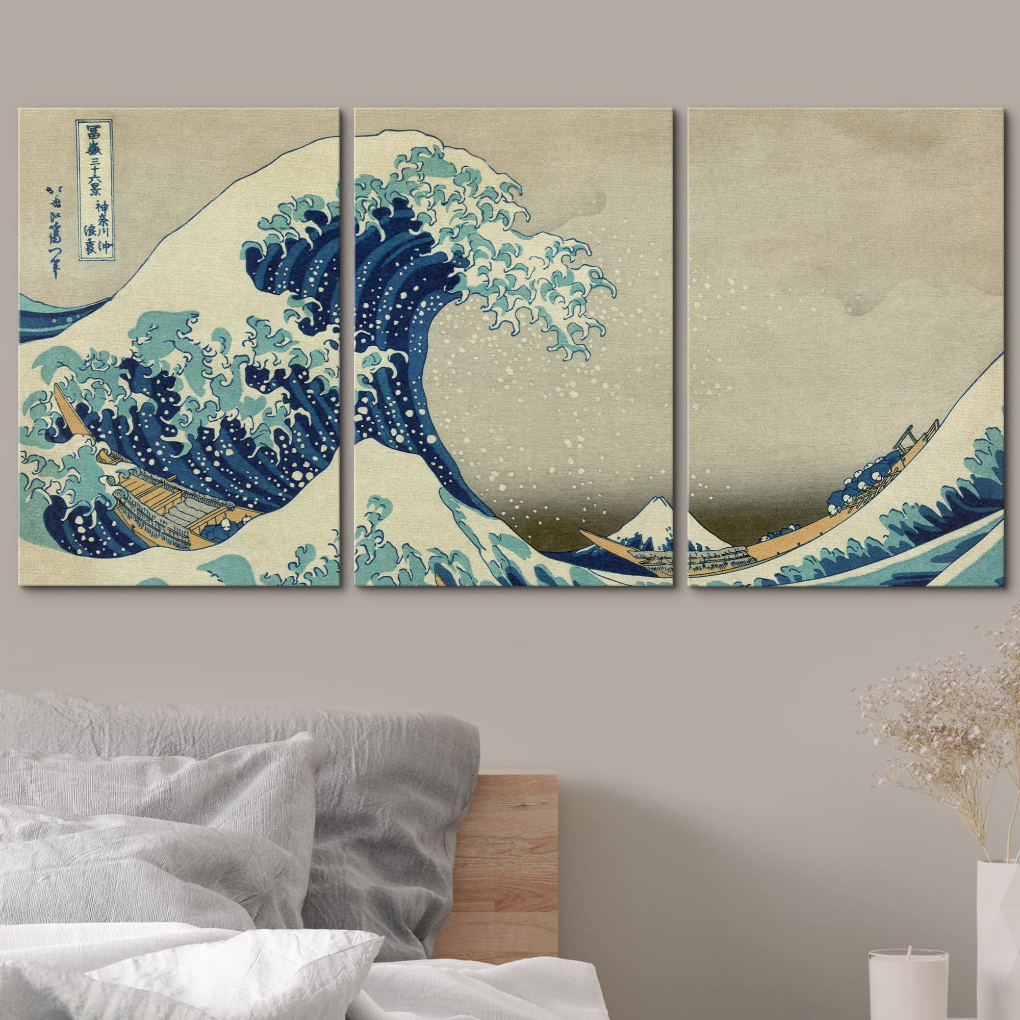 Wall26 Canvas Print Wall Art Set The Great Wave Off Kanagawa By Hokusai Cultural Historic Oil Painting Fine Art Reproduction Sce