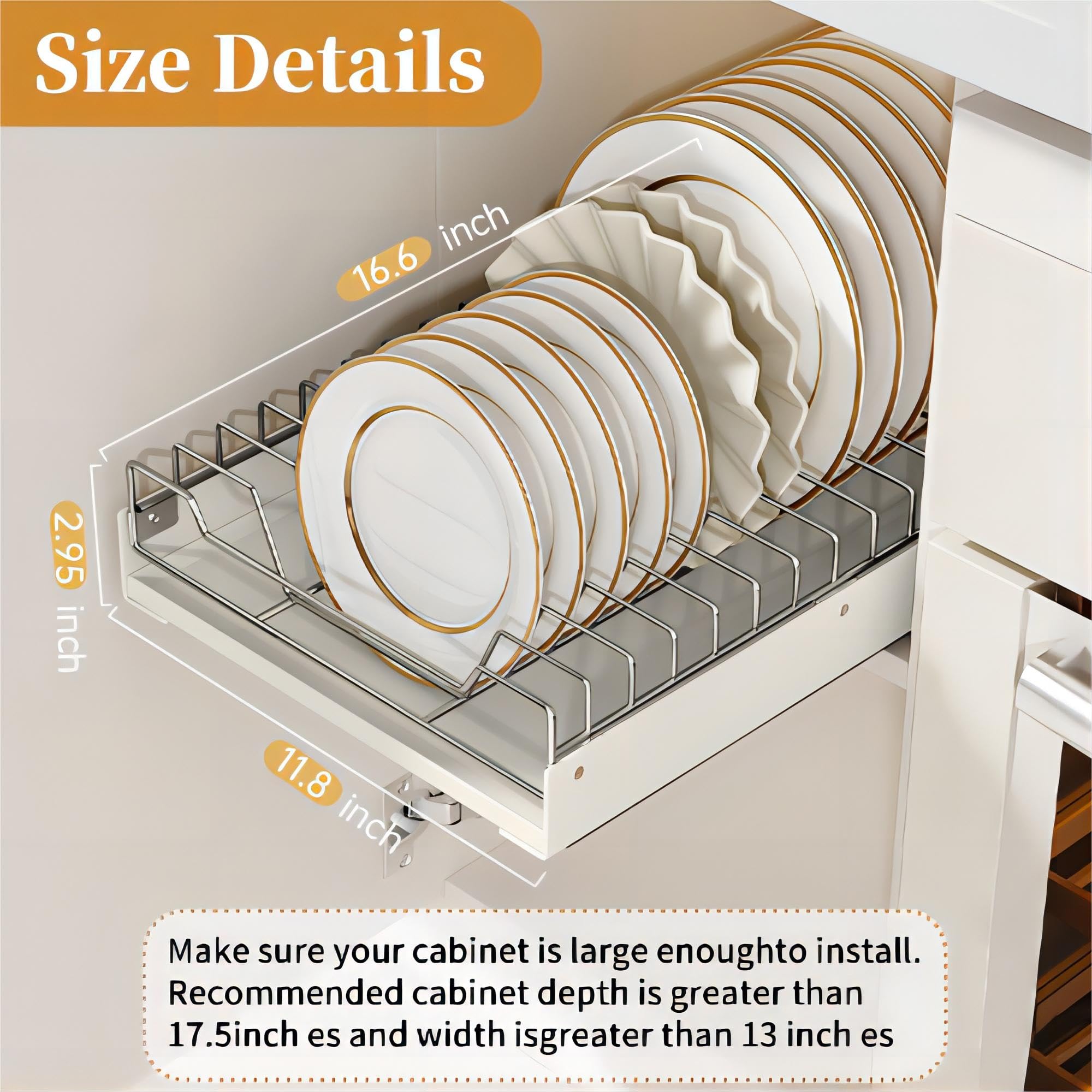 Zhoho Tant Pull Out Cabinet Organizer Fixed With Adhesive Nano Film, Slide Out Dish Drying Rack For Kitchen Cabinets, Pull Out D