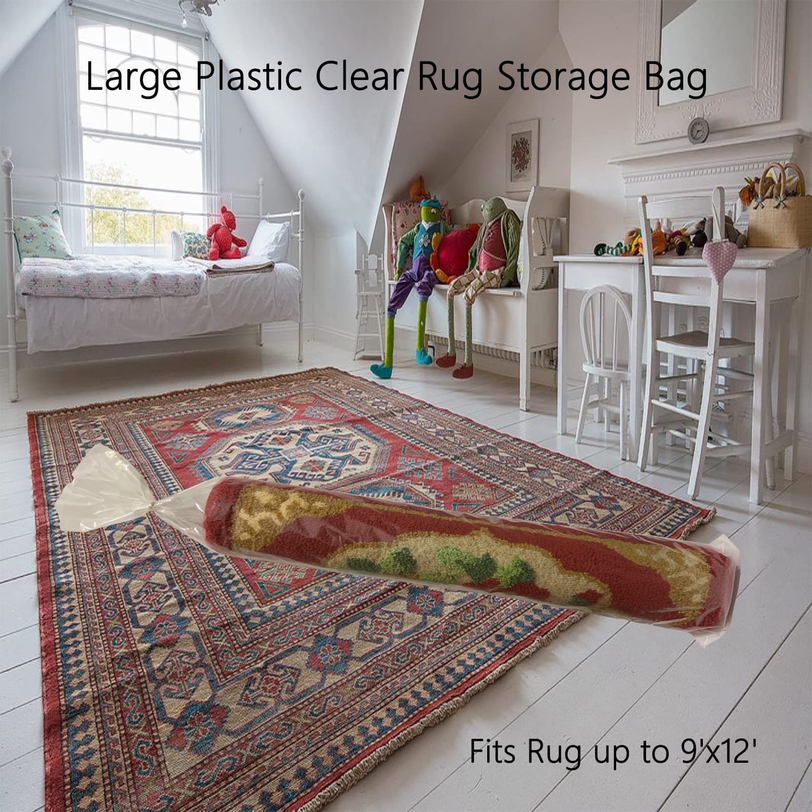 4 Pcs Rug Storage Bag,Fits Rug Up To 9'X12',4.5 Mil Heavy Duty Carpet Storage Bag Reusable Bag,With 10 Pcs Ties,Ideal For Carpet