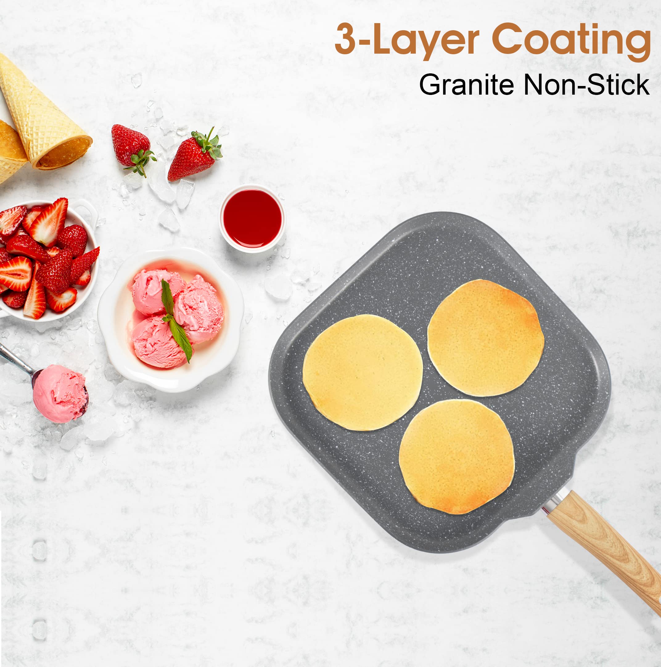 Kitchen Academy Induction Cookware Set - 17 Piece Gray Cooking Pan Set, Granite Non-Stick Pots and Pans Set