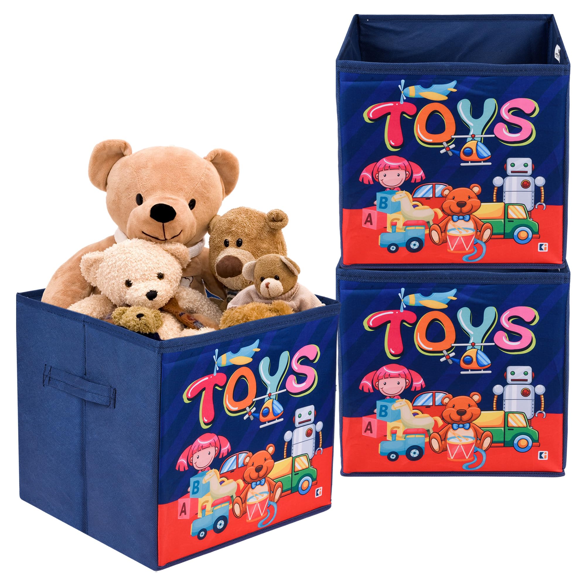 Kuber Industries Pack Of 3 Storage Box | Square Toy Storage Box | Wardrobe Organizer For ClothesBooksToys | Stationary Organiz